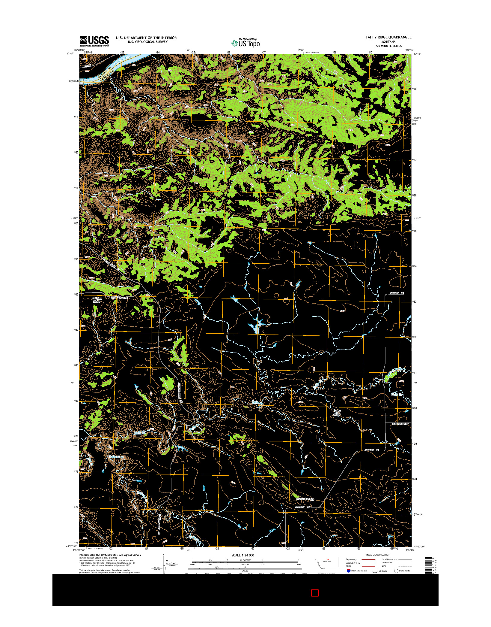 USGS US TOPO 7.5-MINUTE MAP FOR TAFFY RIDGE, MT 2014
