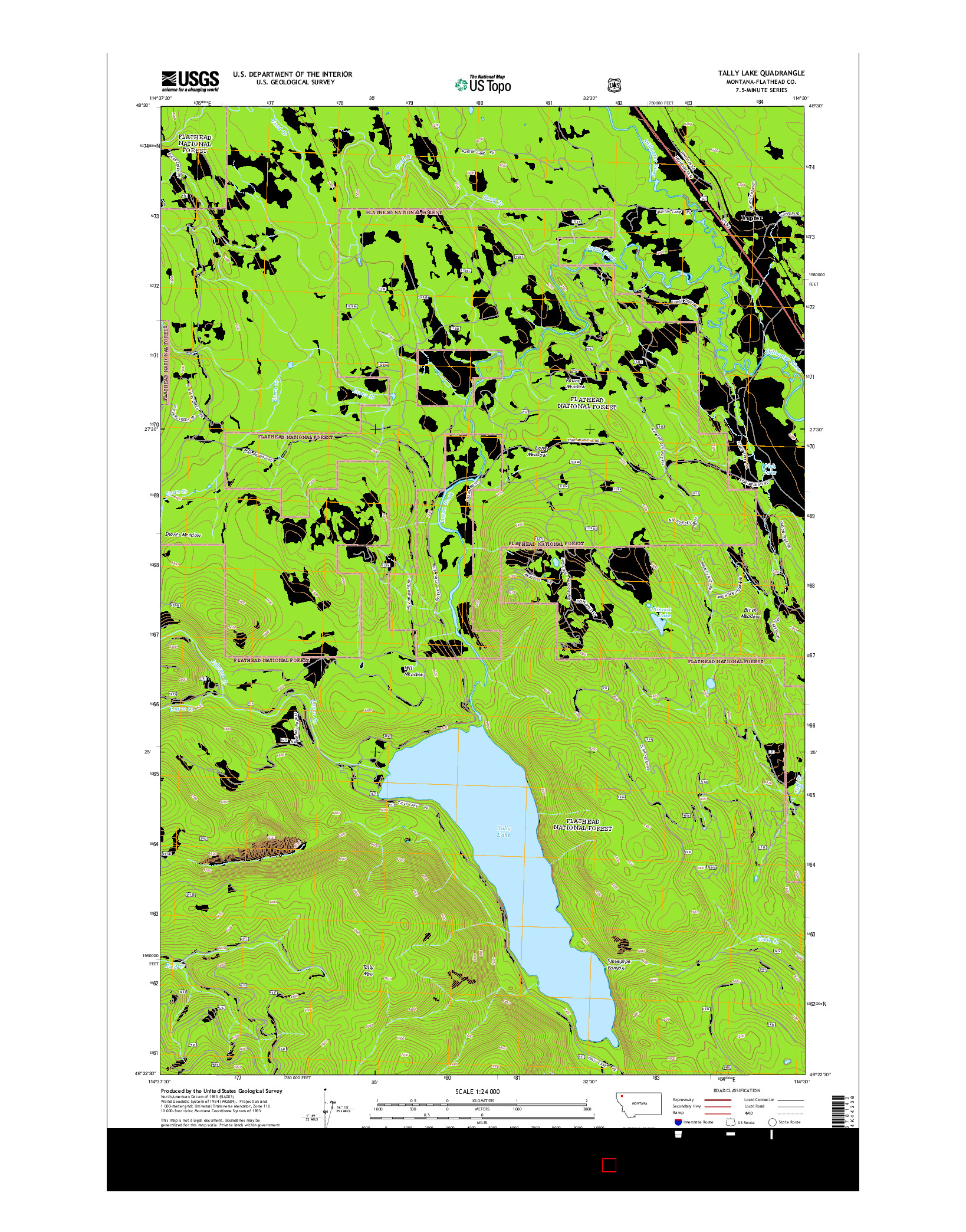 USGS US TOPO 7.5-MINUTE MAP FOR TALLY LAKE, MT 2014