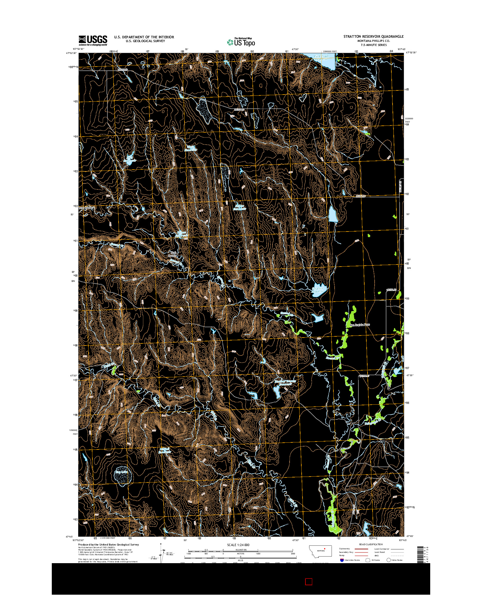 USGS US TOPO 7.5-MINUTE MAP FOR STRATTON RESERVOIR, MT 2014