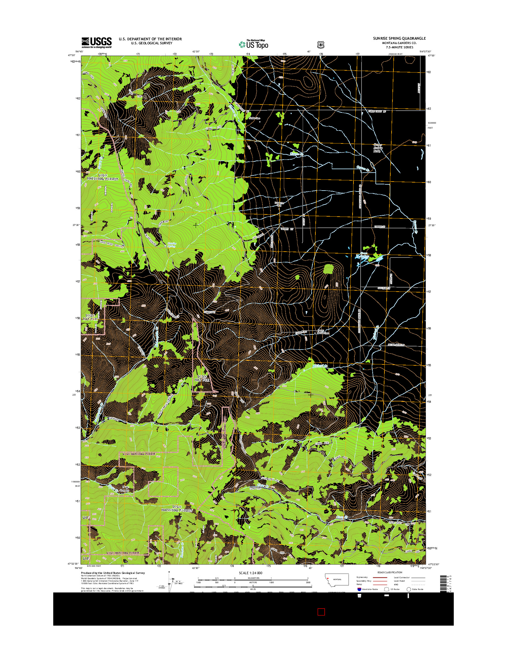 USGS US TOPO 7.5-MINUTE MAP FOR SUNRISE SPRING, MT 2014