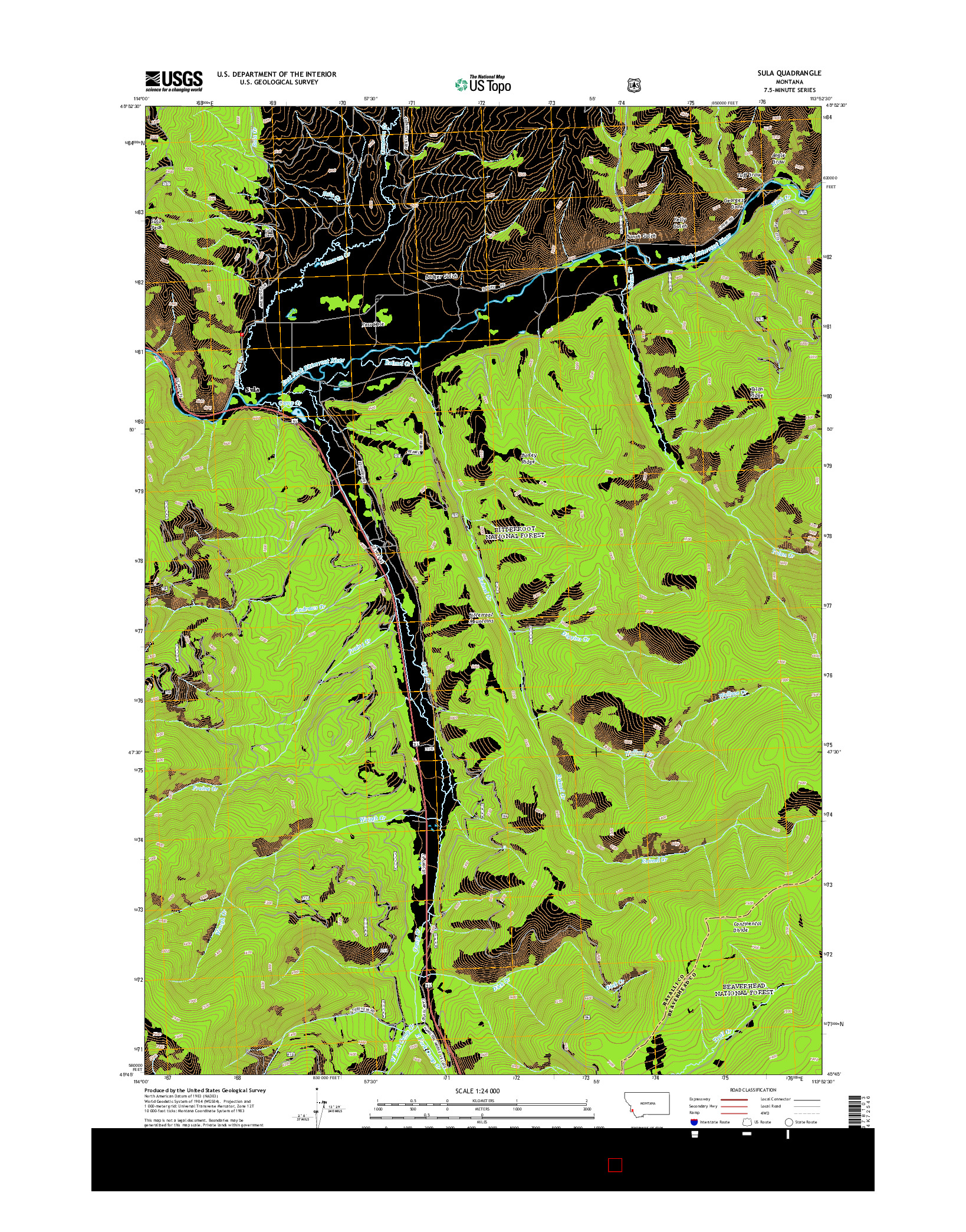 USGS US TOPO 7.5-MINUTE MAP FOR SULA, MT 2014