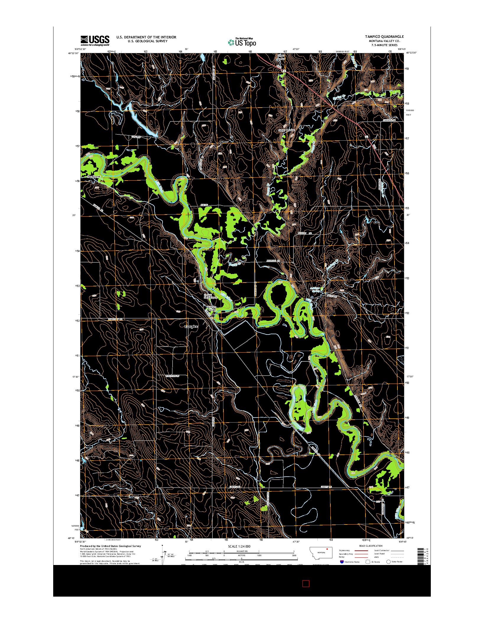 USGS US TOPO 7.5-MINUTE MAP FOR TAMPICO, MT 2014