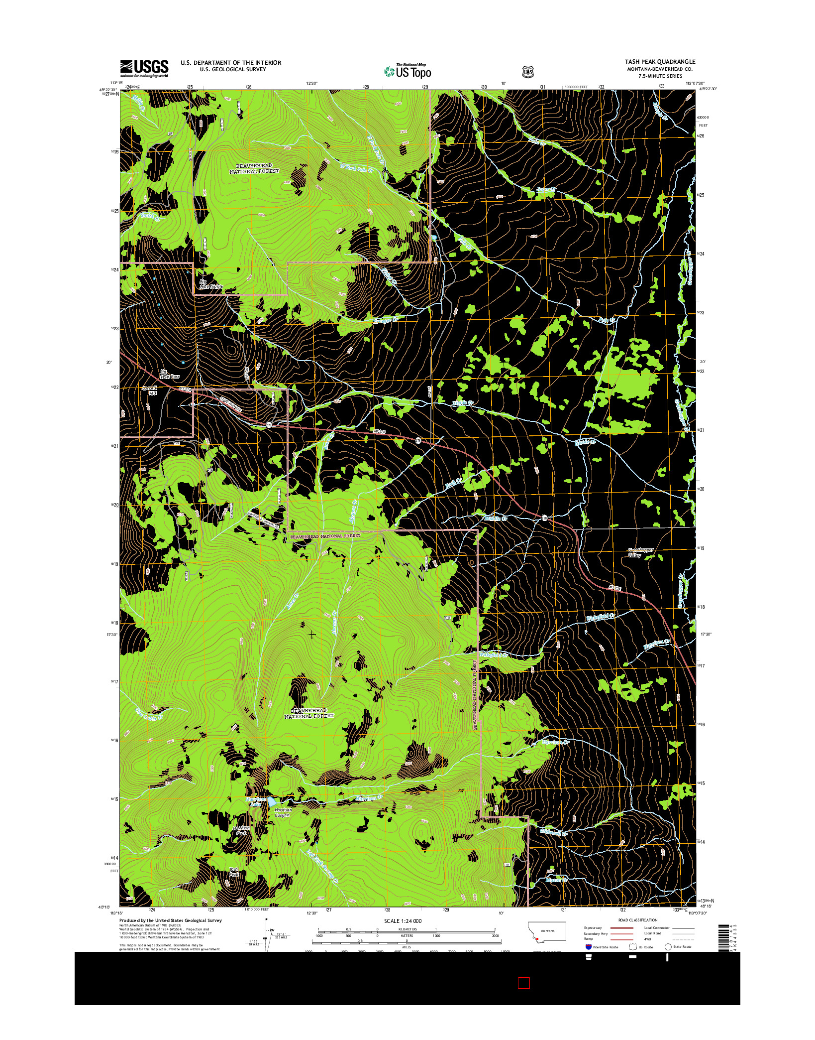 USGS US TOPO 7.5-MINUTE MAP FOR TASH PEAK, MT 2014