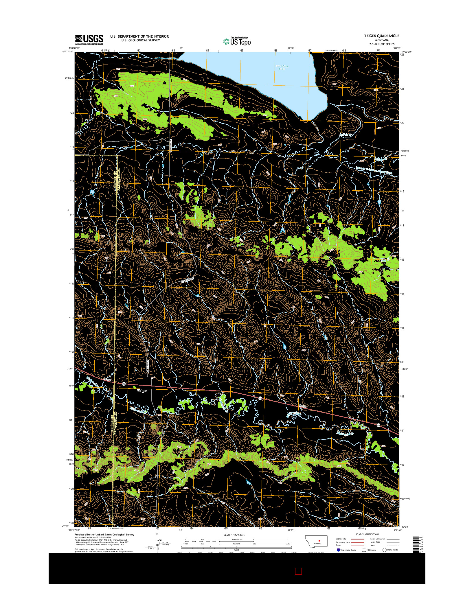 USGS US TOPO 7.5-MINUTE MAP FOR TEIGEN, MT 2014