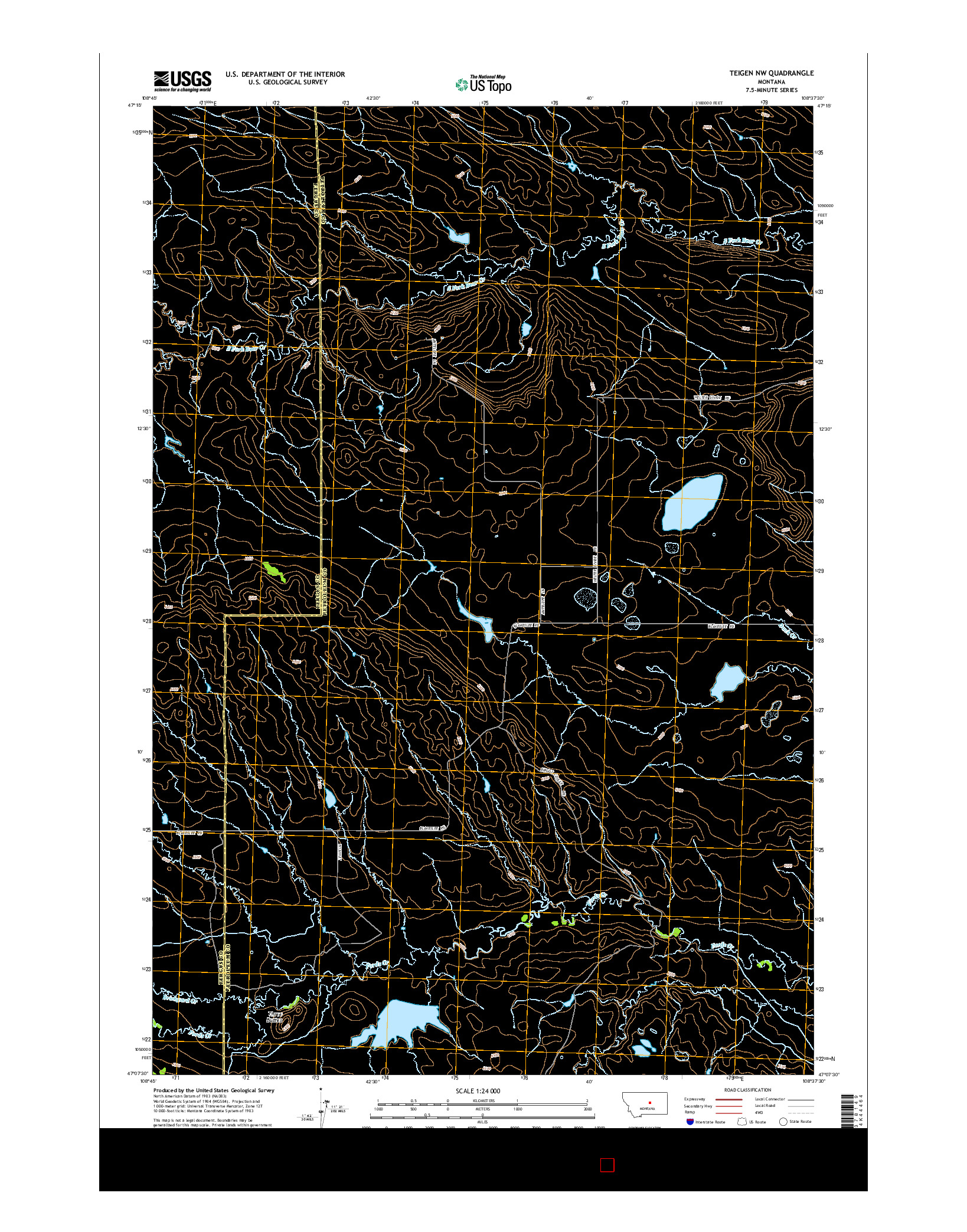 USGS US TOPO 7.5-MINUTE MAP FOR TEIGEN NW, MT 2014