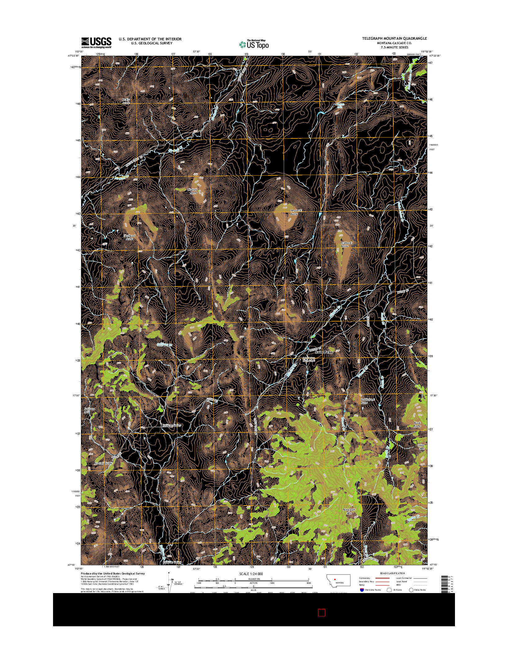 USGS US TOPO 7.5-MINUTE MAP FOR TELEGRAPH MOUNTAIN, MT 2014