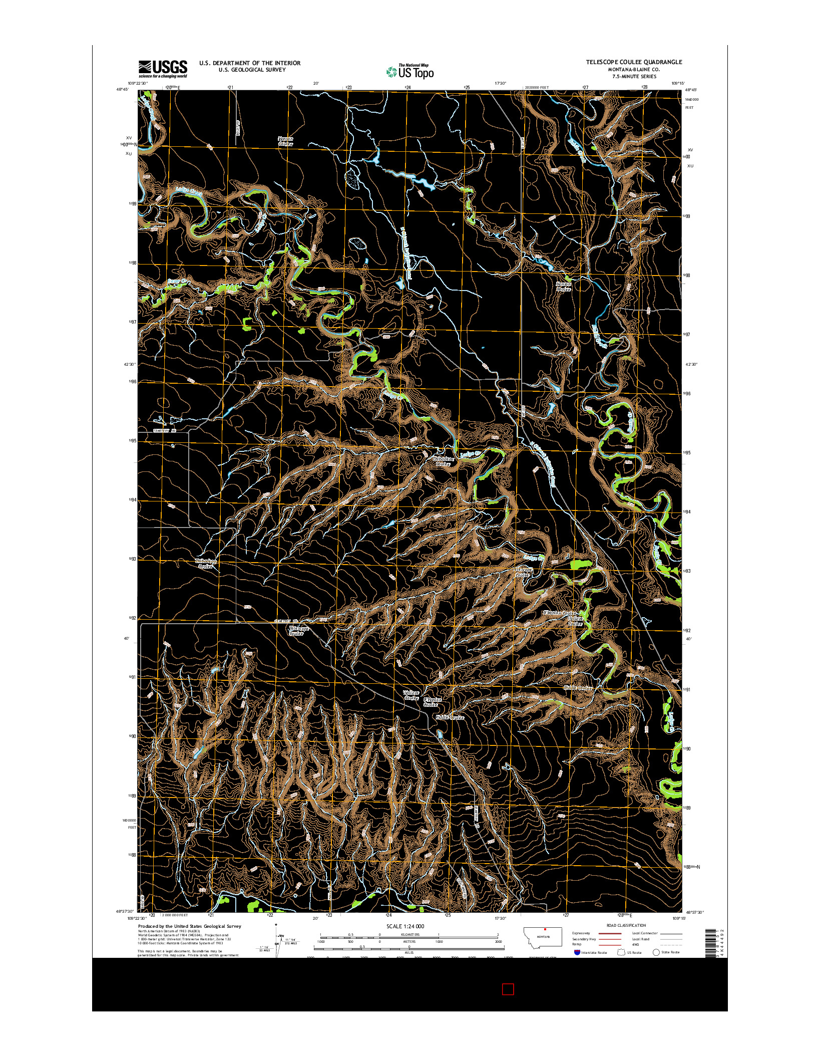 USGS US TOPO 7.5-MINUTE MAP FOR TELESCOPE COULEE, MT 2014