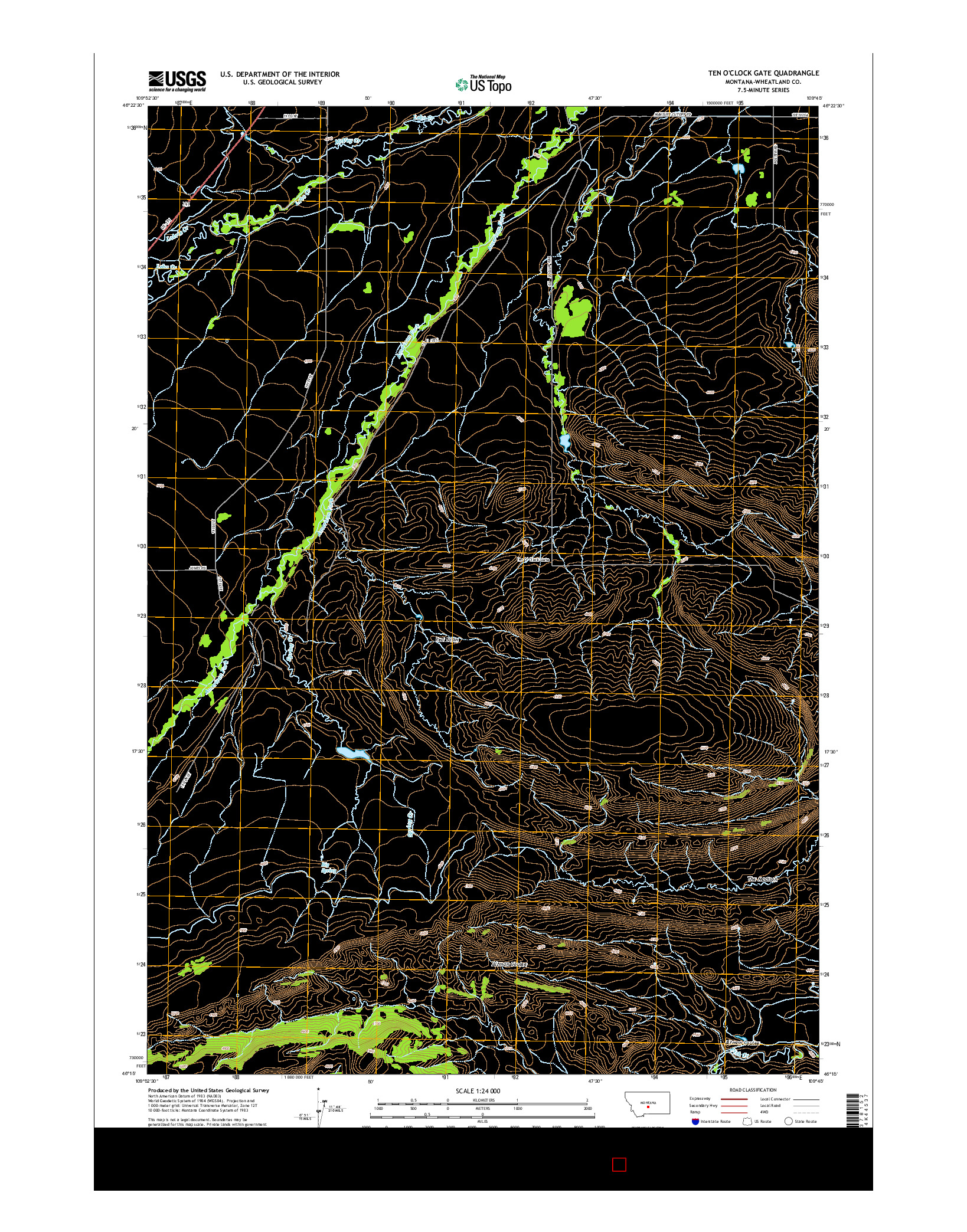 USGS US TOPO 7.5-MINUTE MAP FOR TEN O'CLOCK GATE, MT 2014