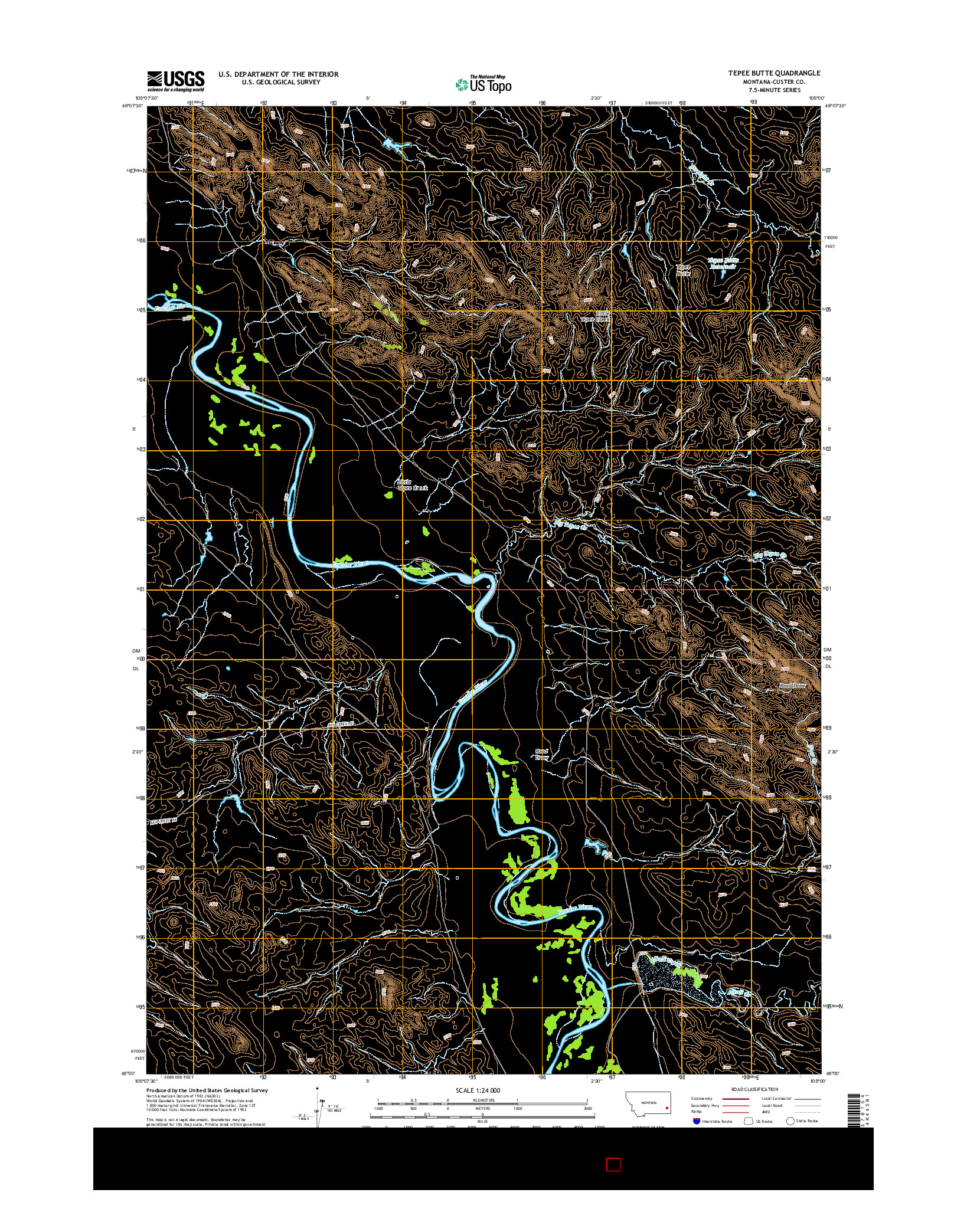 USGS US TOPO 7.5-MINUTE MAP FOR TEPEE BUTTE, MT 2014