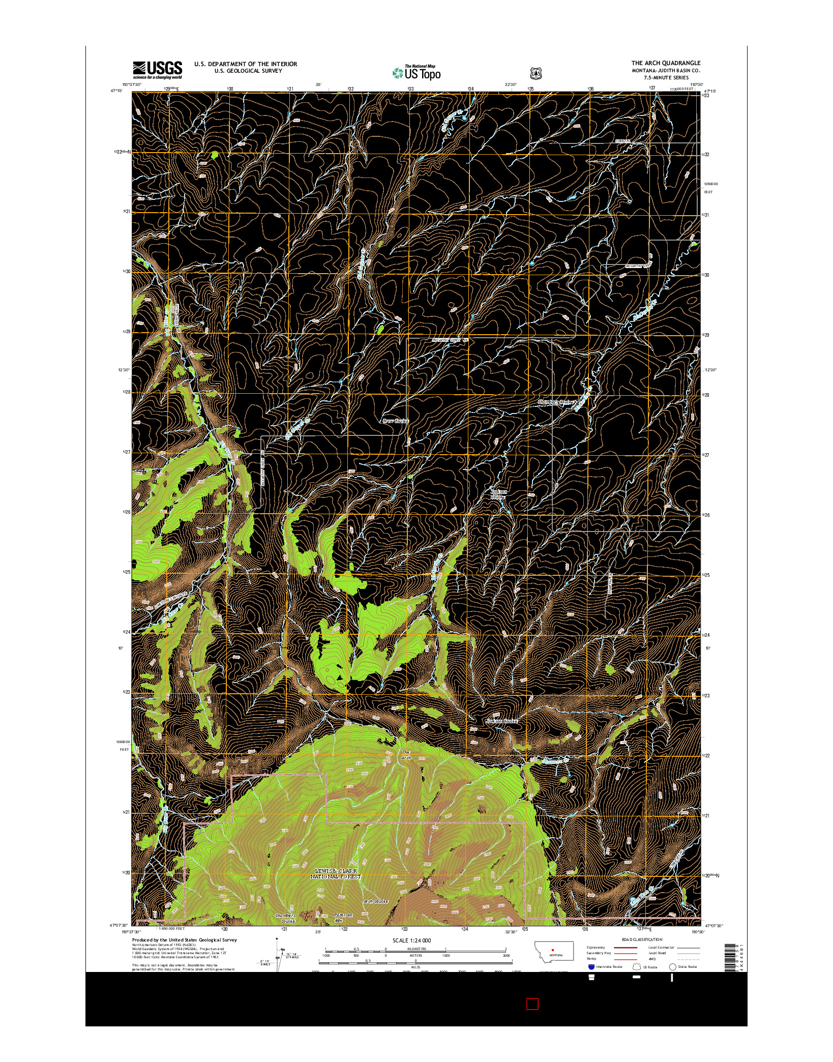 USGS US TOPO 7.5-MINUTE MAP FOR THE ARCH, MT 2014