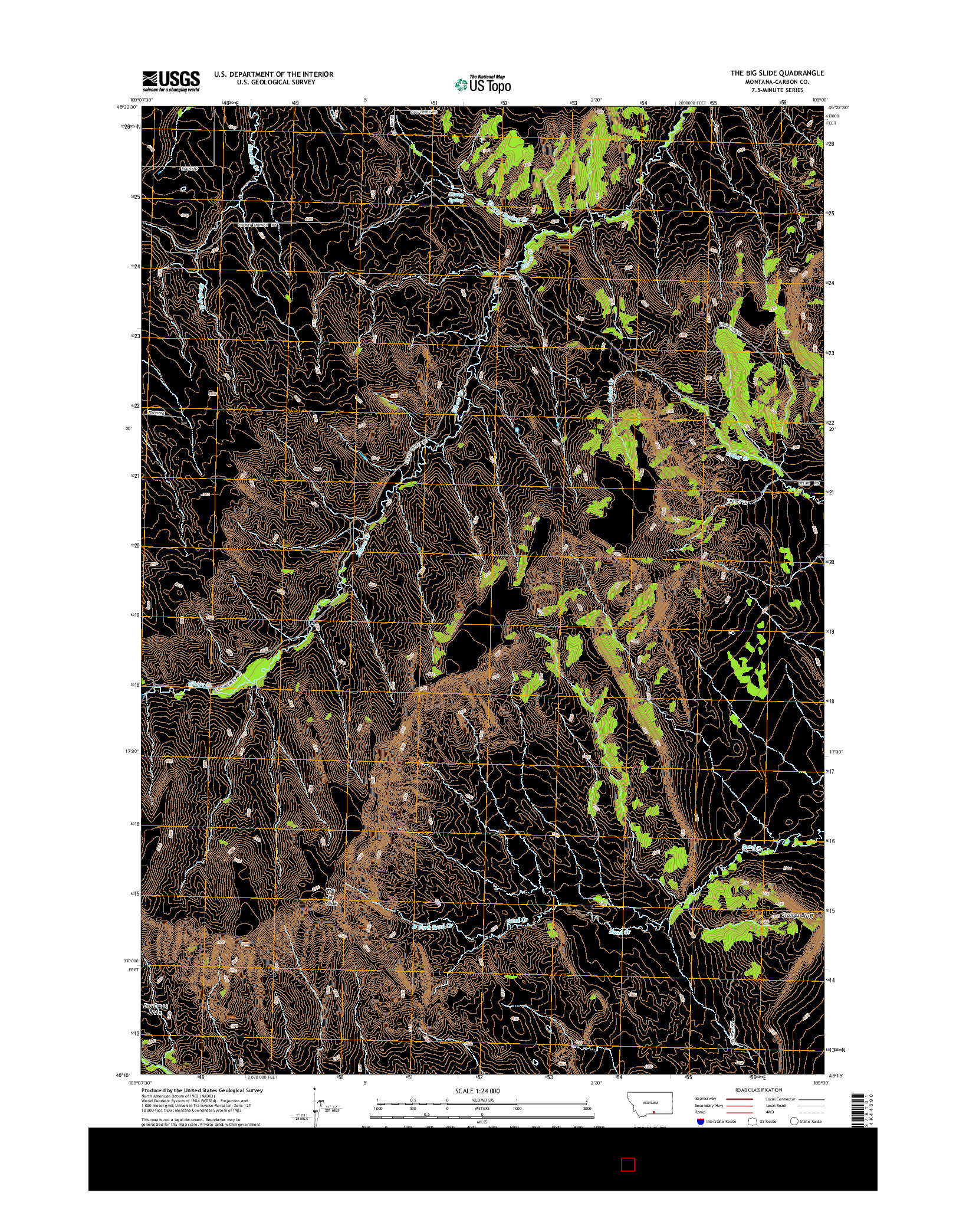 USGS US TOPO 7.5-MINUTE MAP FOR THE BIG SLIDE, MT 2014