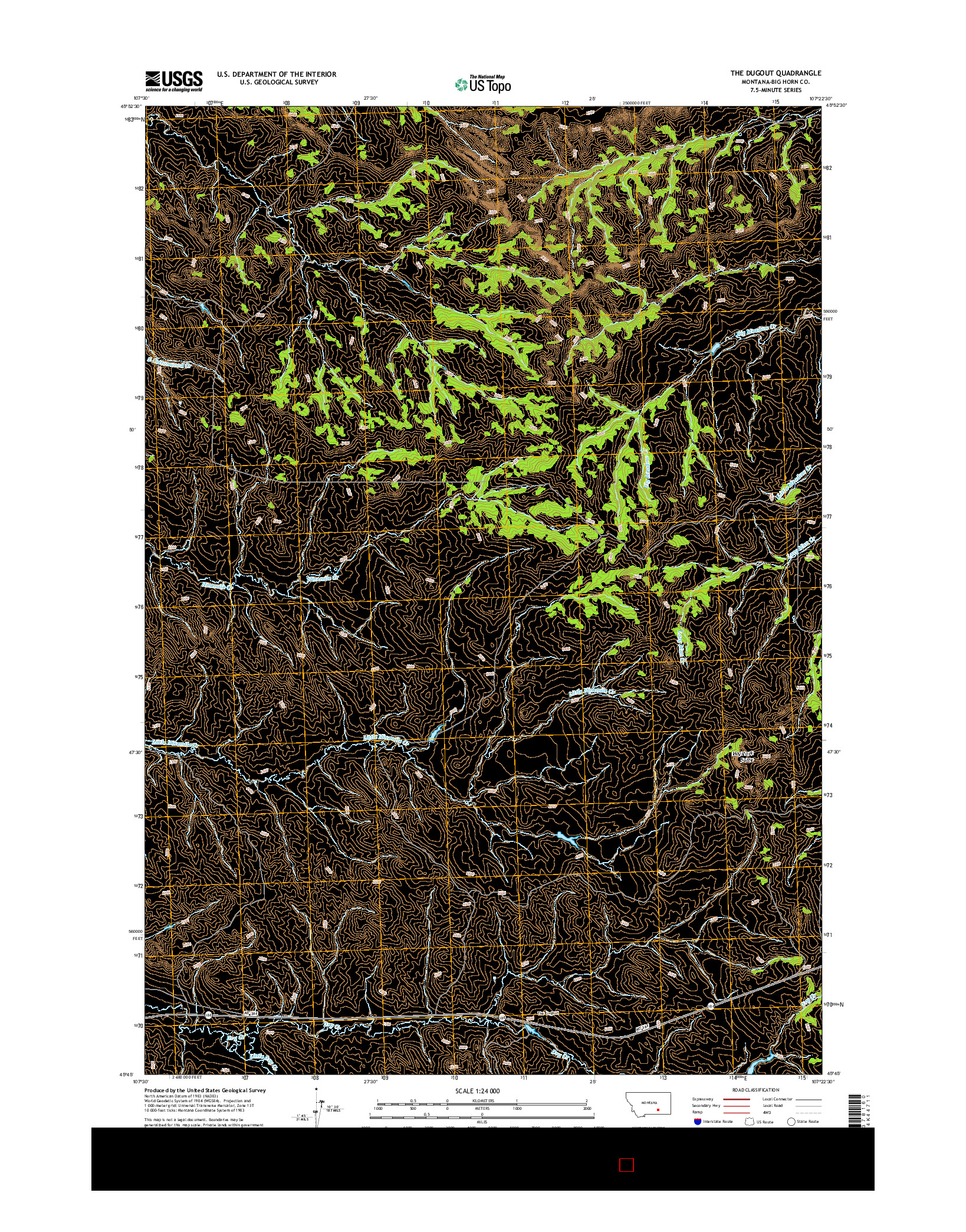 USGS US TOPO 7.5-MINUTE MAP FOR THE DUGOUT, MT 2014