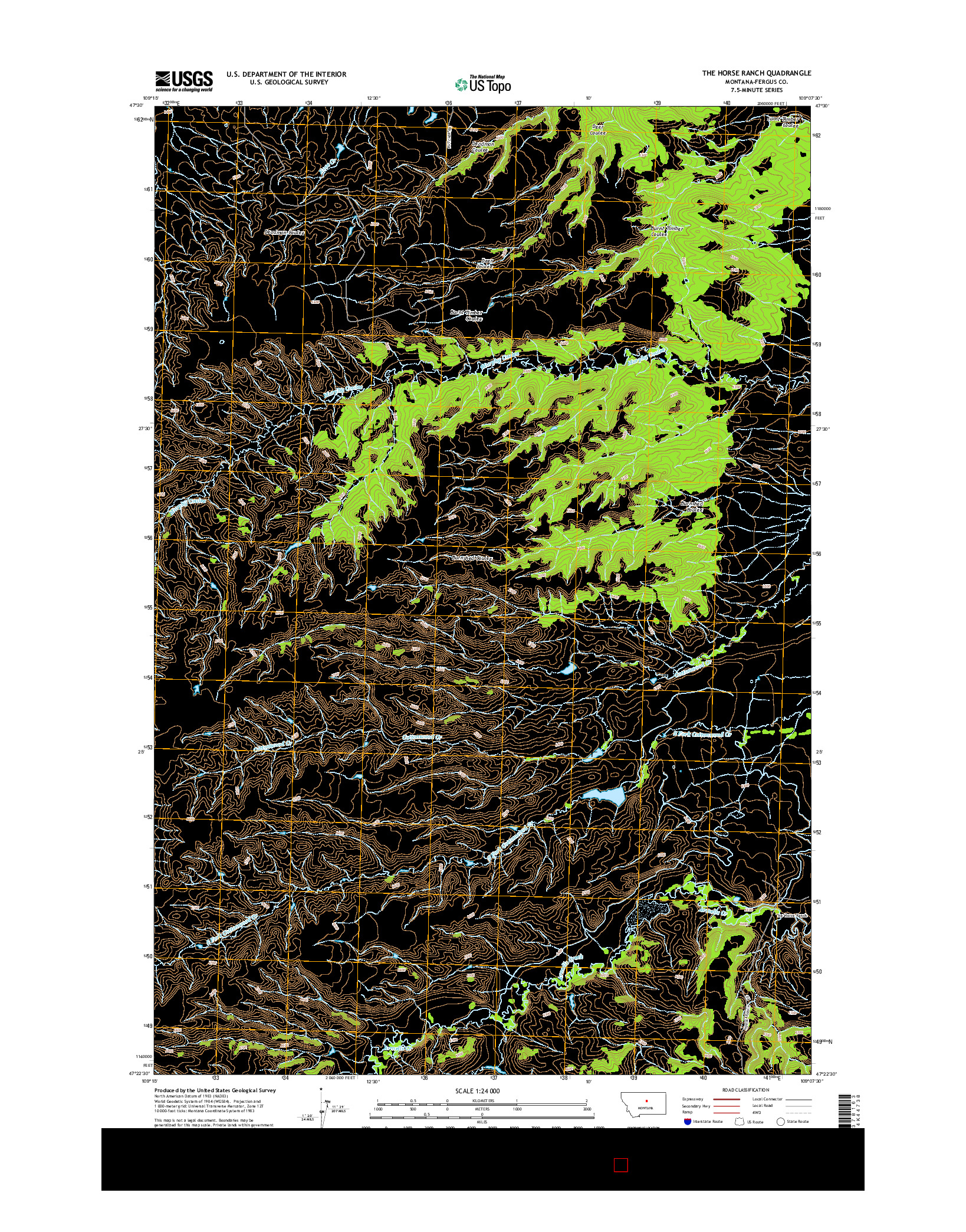 USGS US TOPO 7.5-MINUTE MAP FOR THE HORSE RANCH, MT 2014