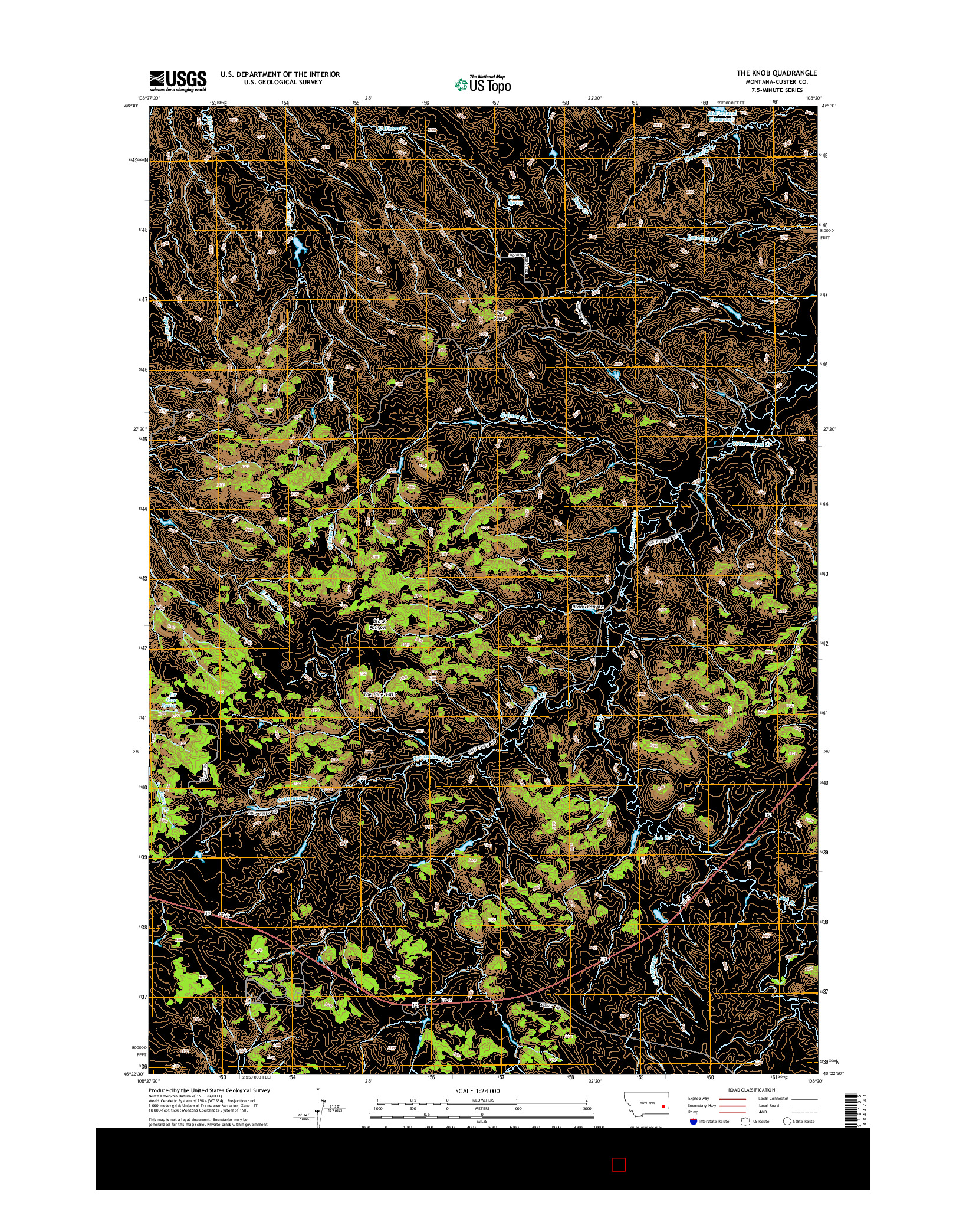 USGS US TOPO 7.5-MINUTE MAP FOR THE KNOB, MT 2014