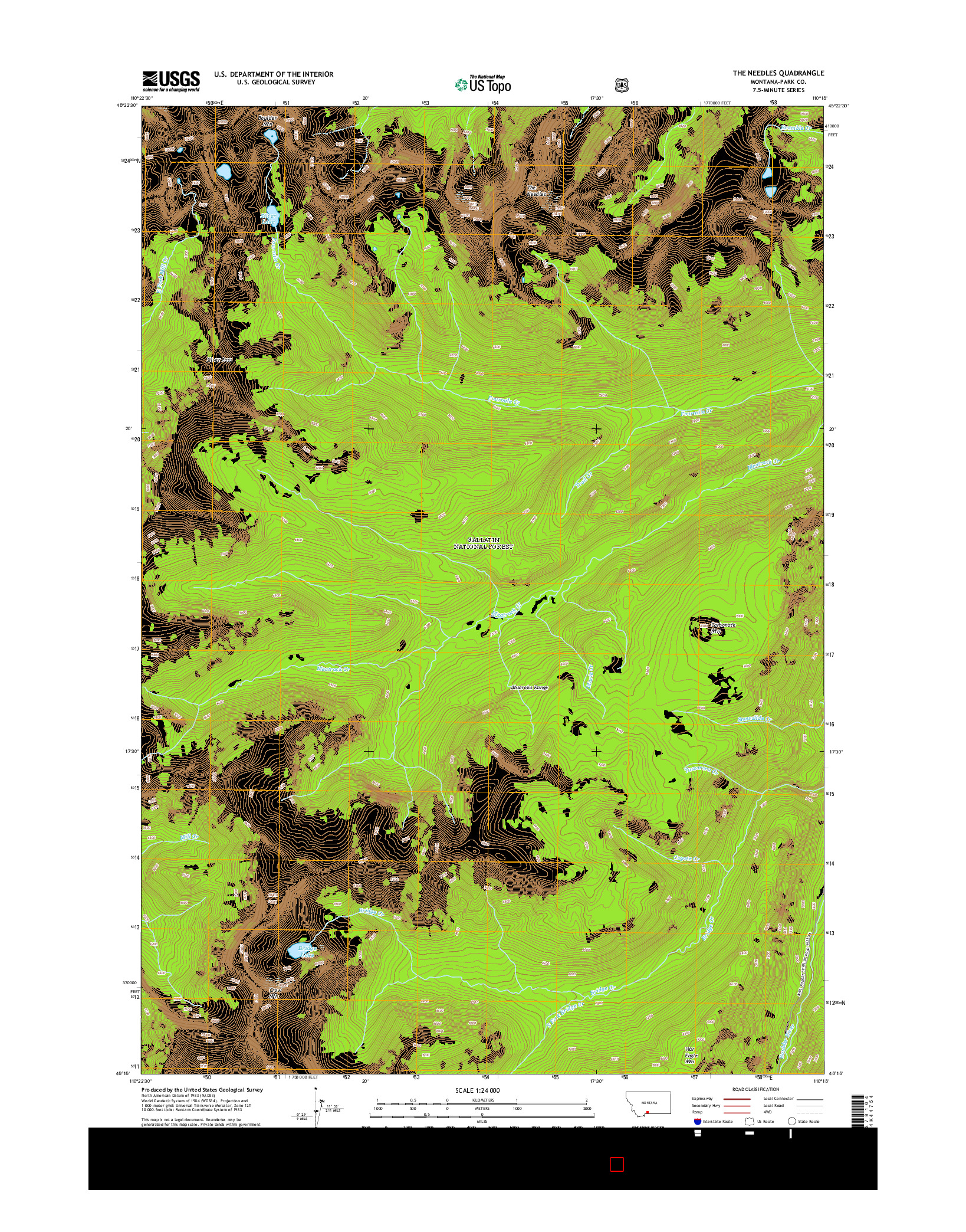 USGS US TOPO 7.5-MINUTE MAP FOR THE NEEDLES, MT 2014