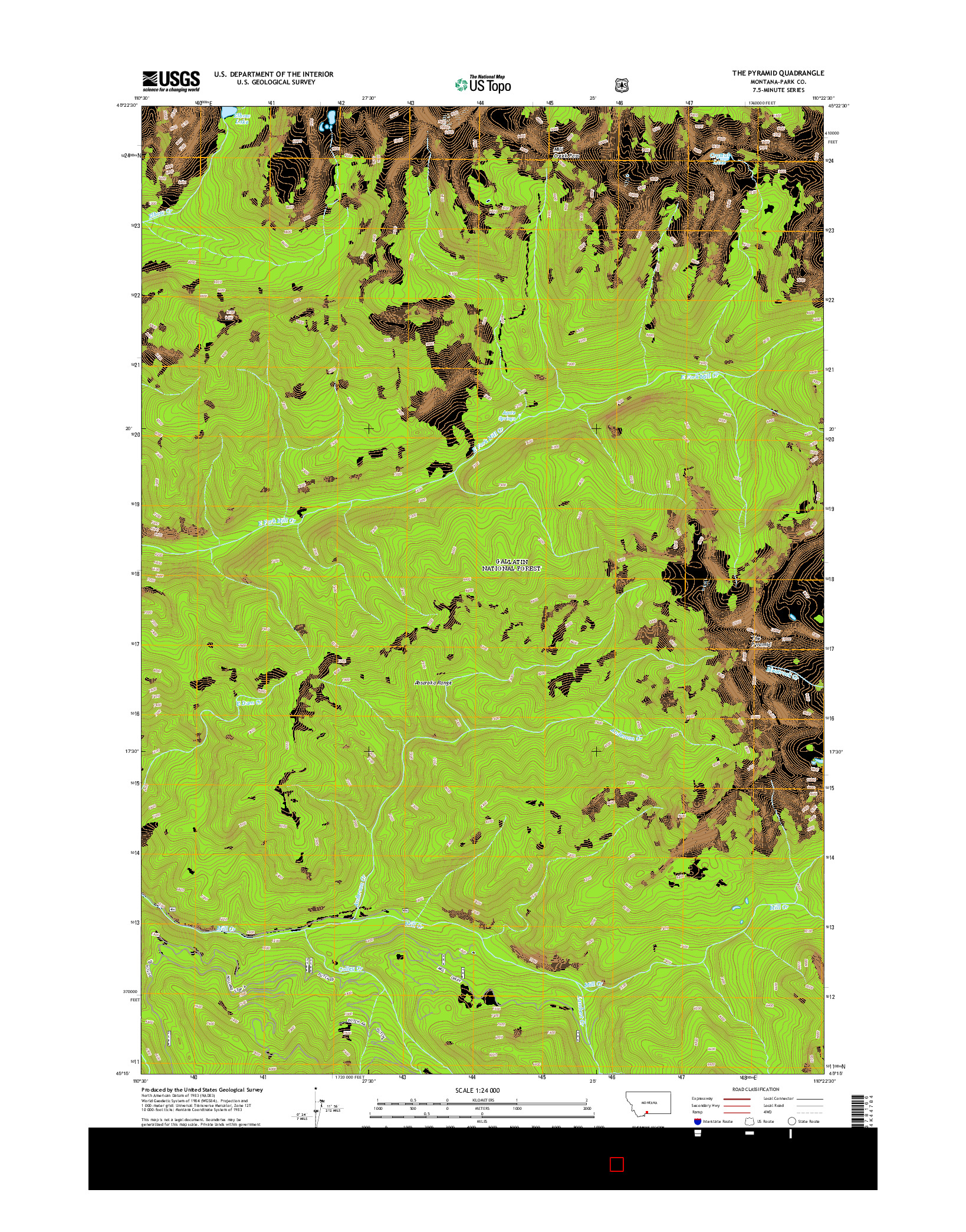 USGS US TOPO 7.5-MINUTE MAP FOR THE PYRAMID, MT 2014