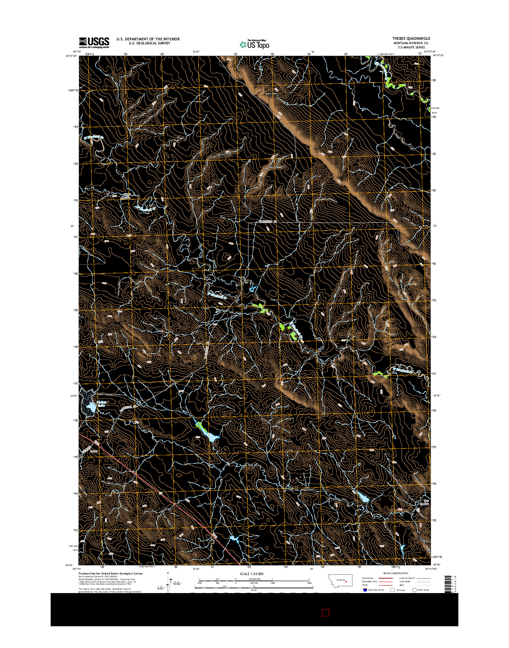 USGS US TOPO 7.5-MINUTE MAP FOR THEBES, MT 2014