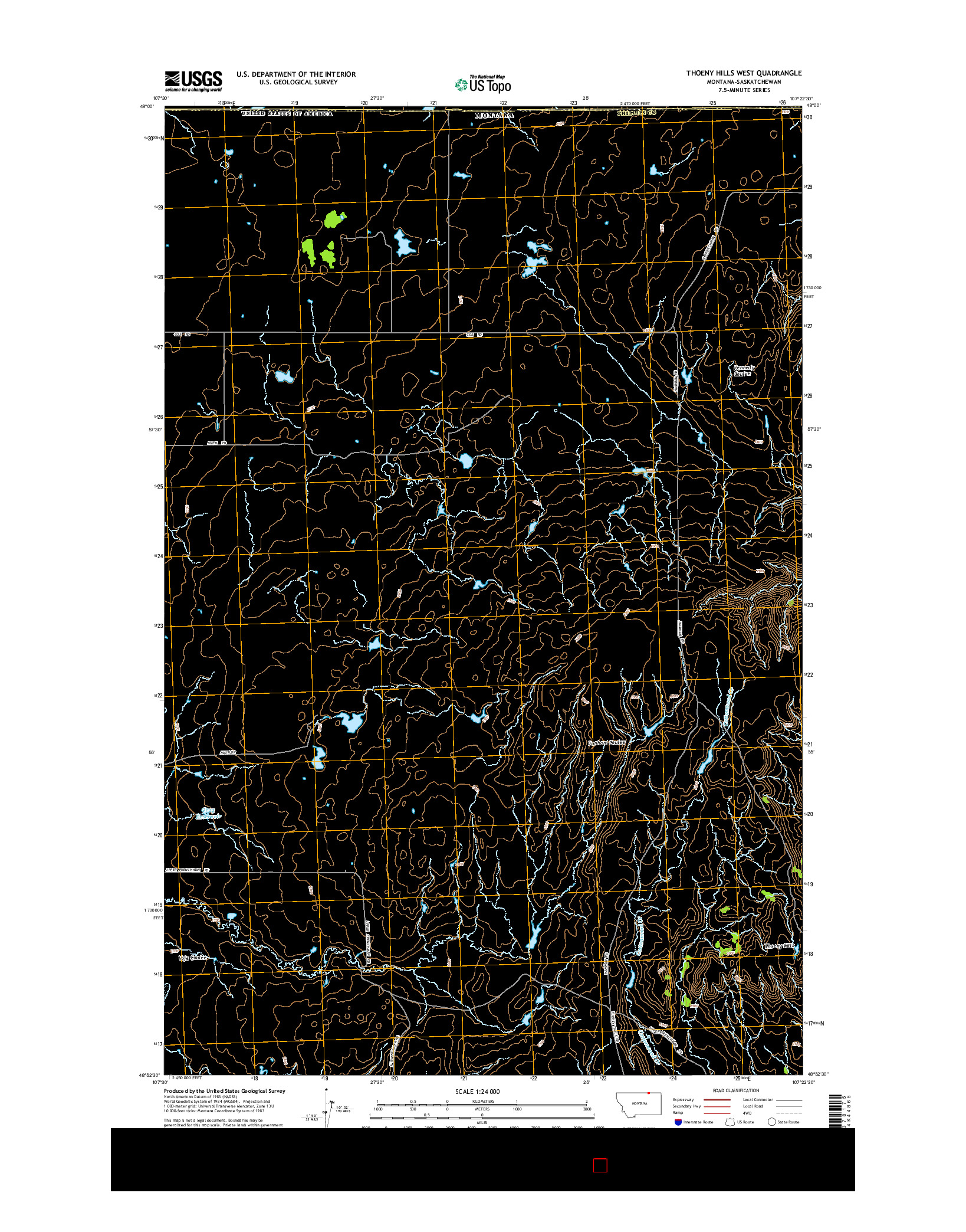 USGS US TOPO 7.5-MINUTE MAP FOR THOENY HILLS WEST, MT-SK 2014