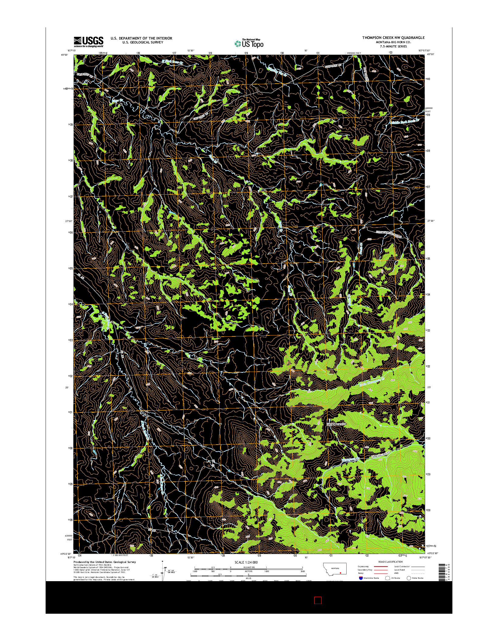 USGS US TOPO 7.5-MINUTE MAP FOR THOMPSON CREEK NW, MT 2014