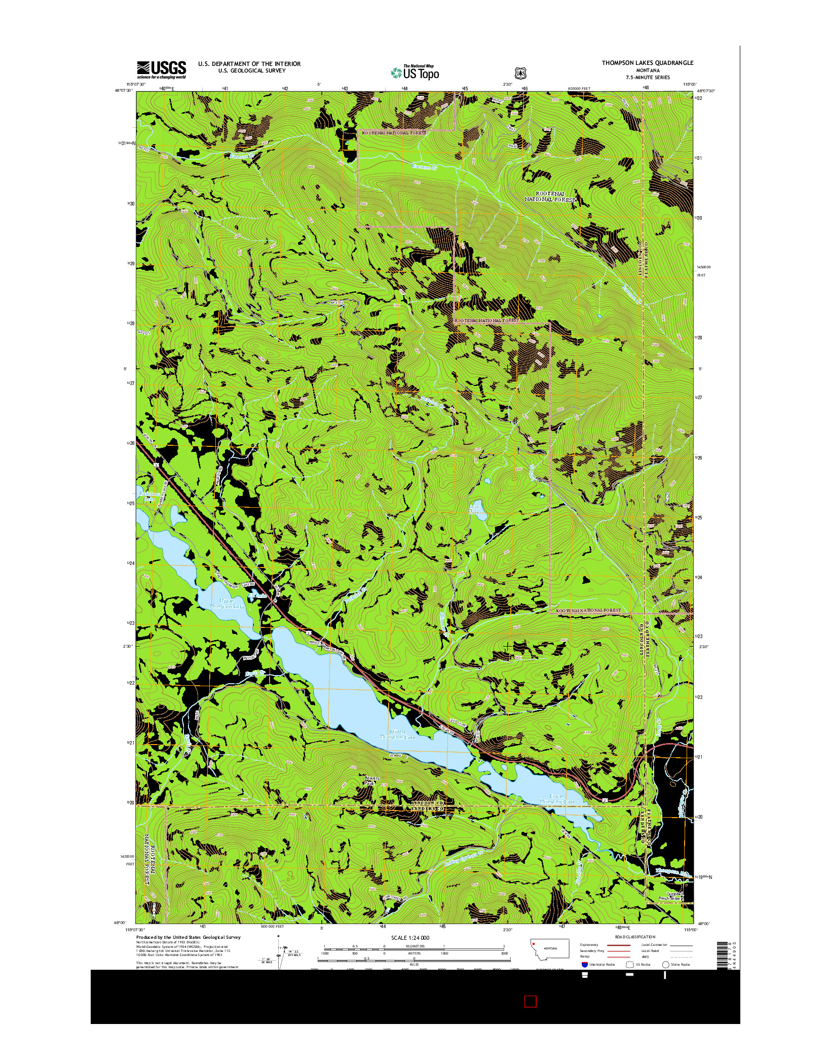 USGS US TOPO 7.5-MINUTE MAP FOR THOMPSON LAKES, MT 2014