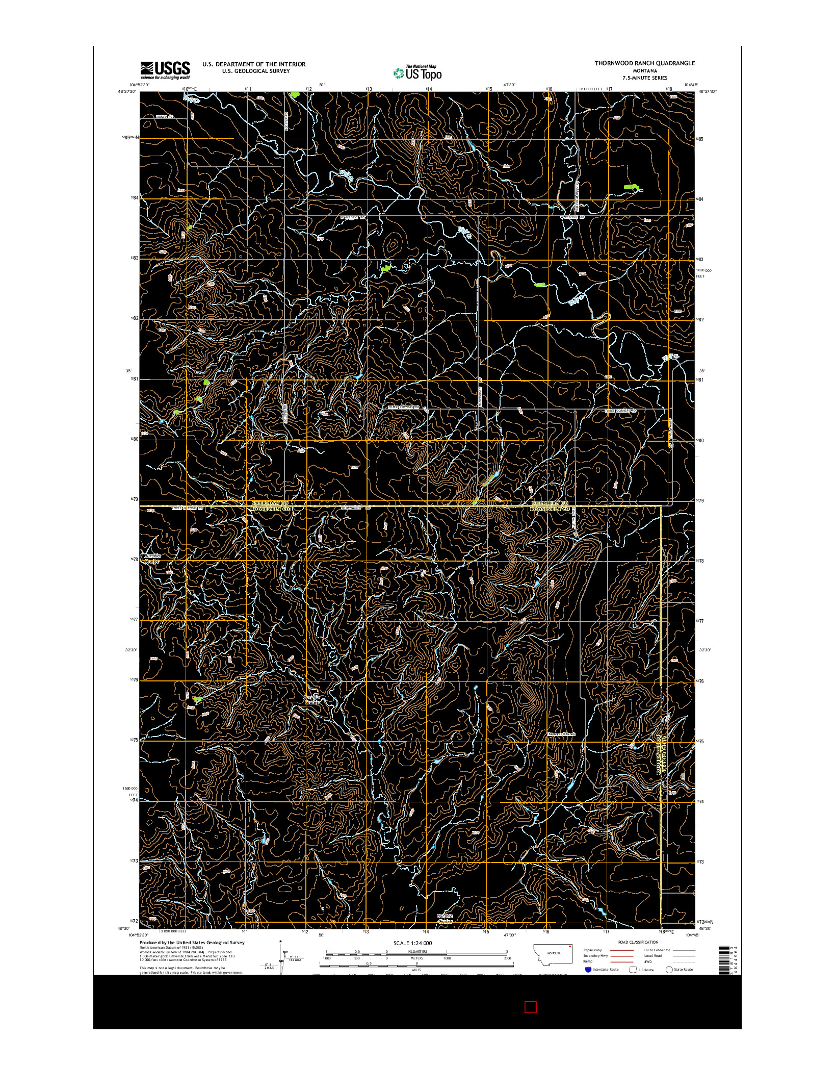 USGS US TOPO 7.5-MINUTE MAP FOR THORNWOOD RANCH, MT 2014