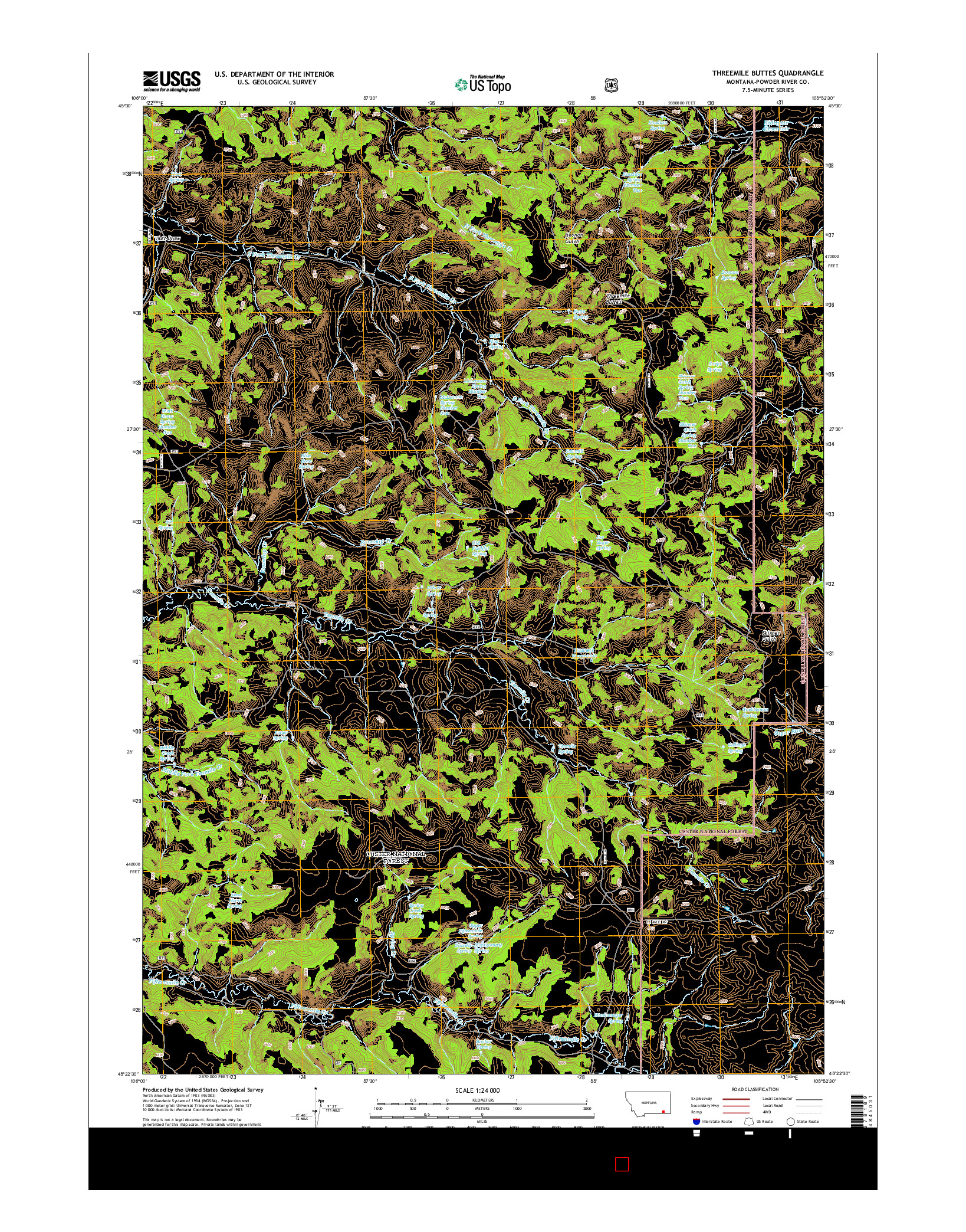 USGS US TOPO 7.5-MINUTE MAP FOR THREEMILE BUTTES, MT 2014