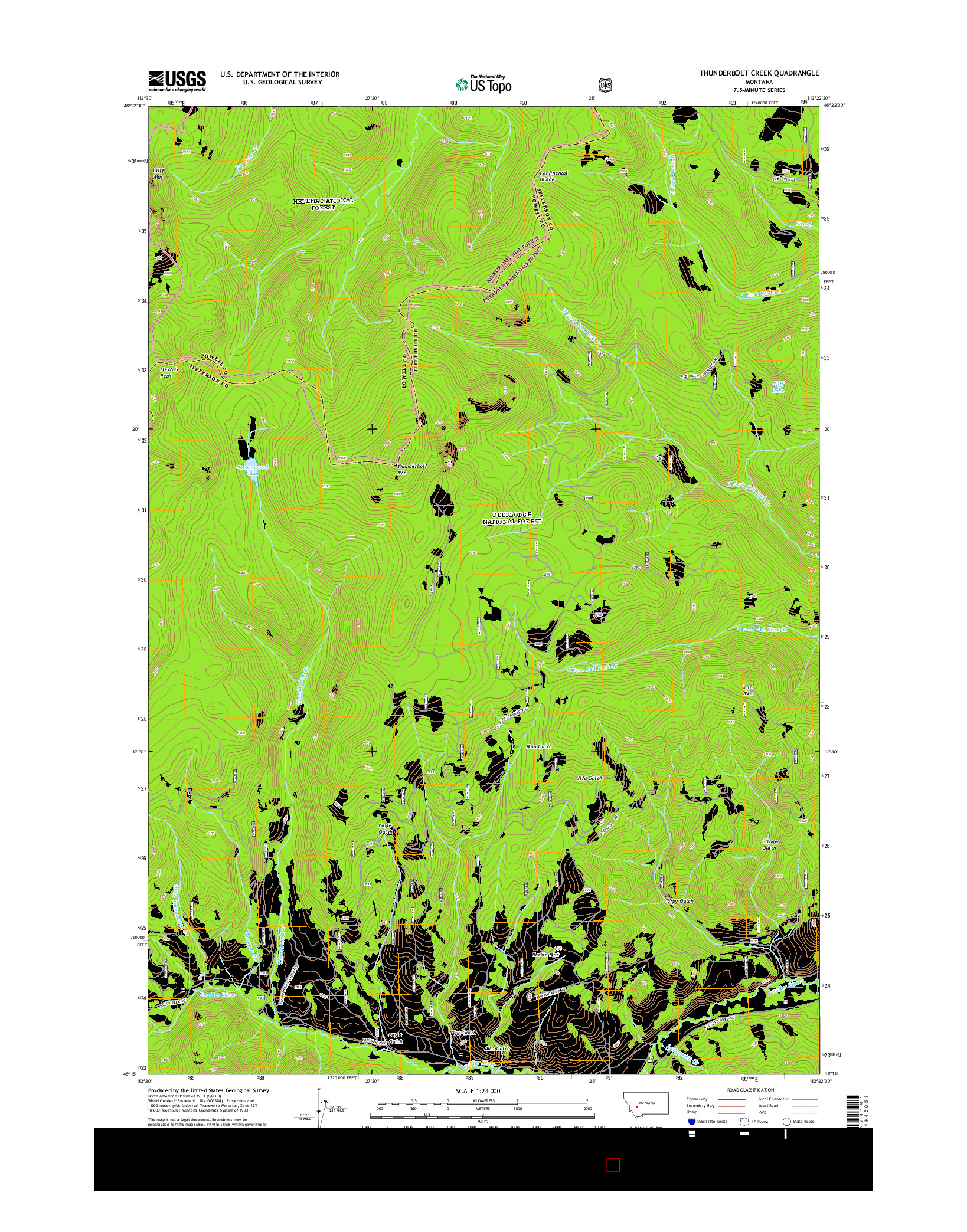 USGS US TOPO 7.5-MINUTE MAP FOR THUNDERBOLT CREEK, MT 2014