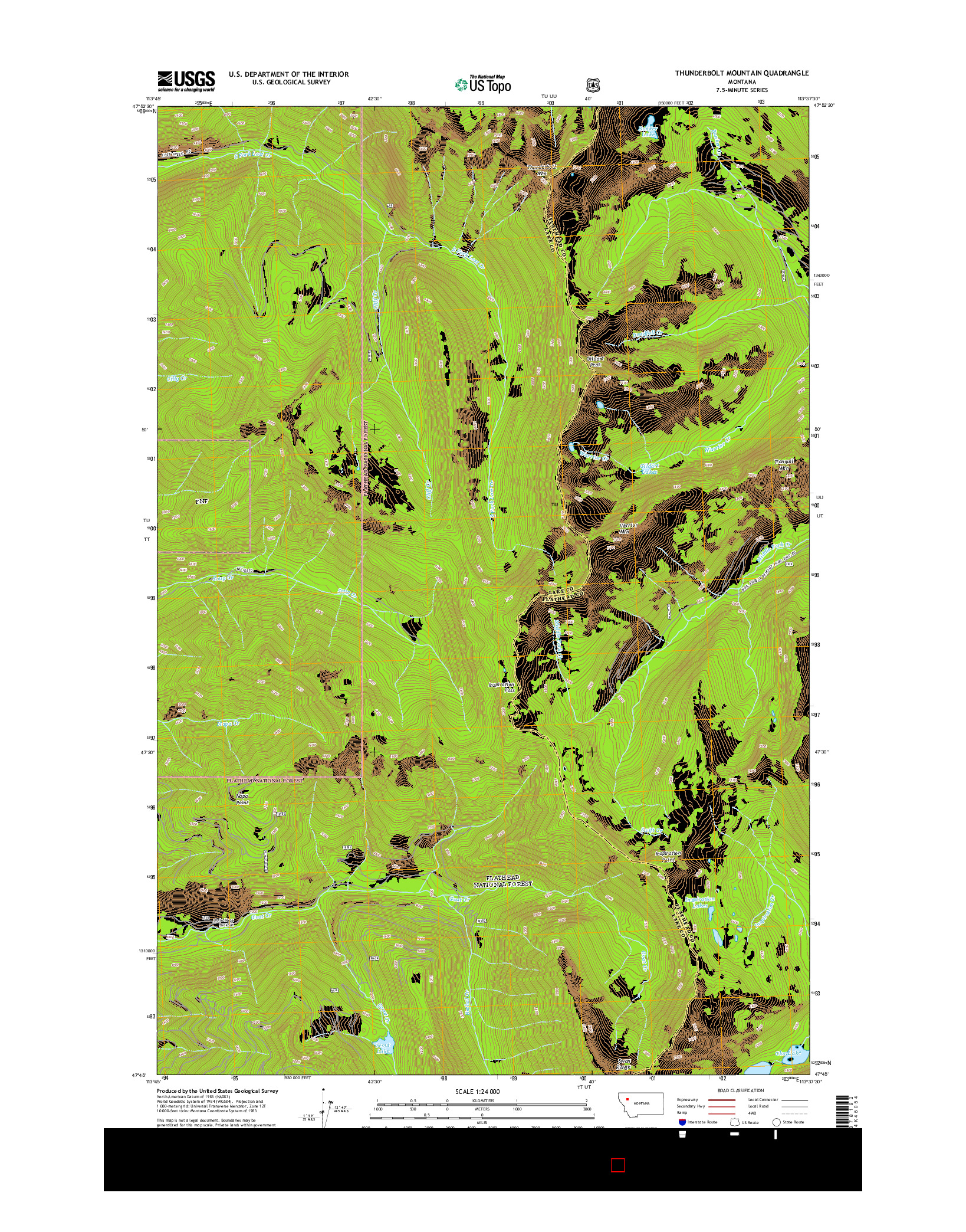 USGS US TOPO 7.5-MINUTE MAP FOR THUNDERBOLT MOUNTAIN, MT 2014