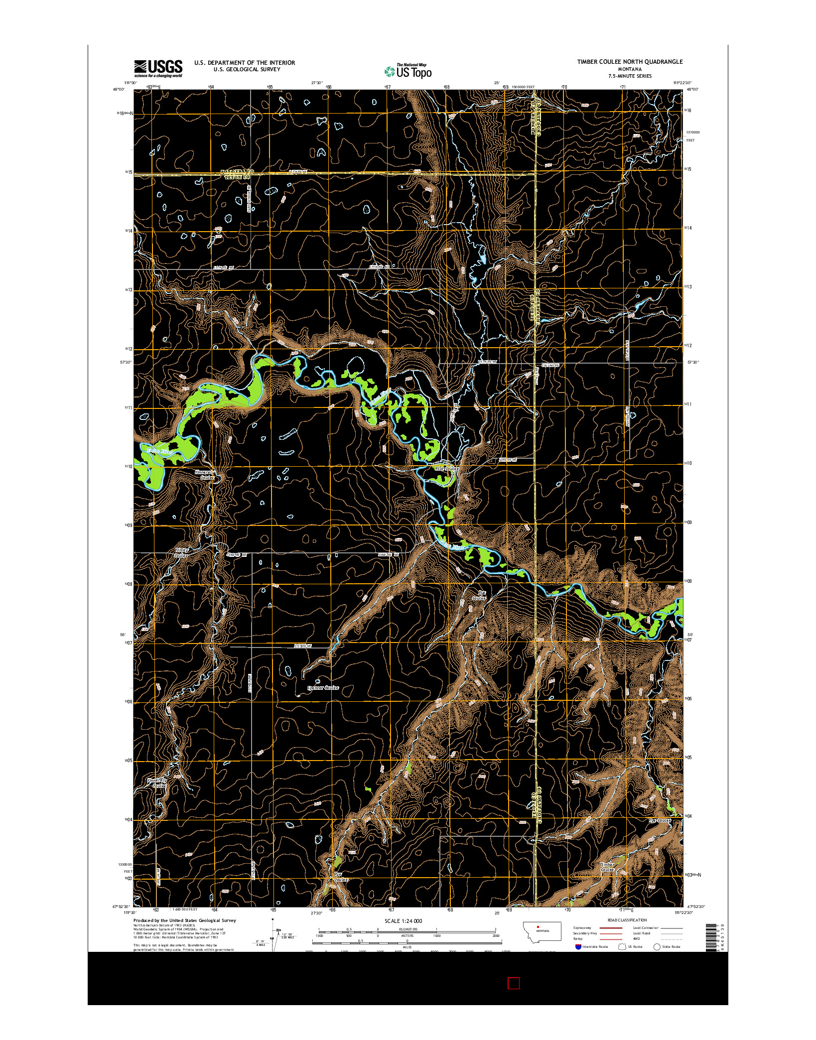 USGS US TOPO 7.5-MINUTE MAP FOR TIMBER COULEE NORTH, MT 2014