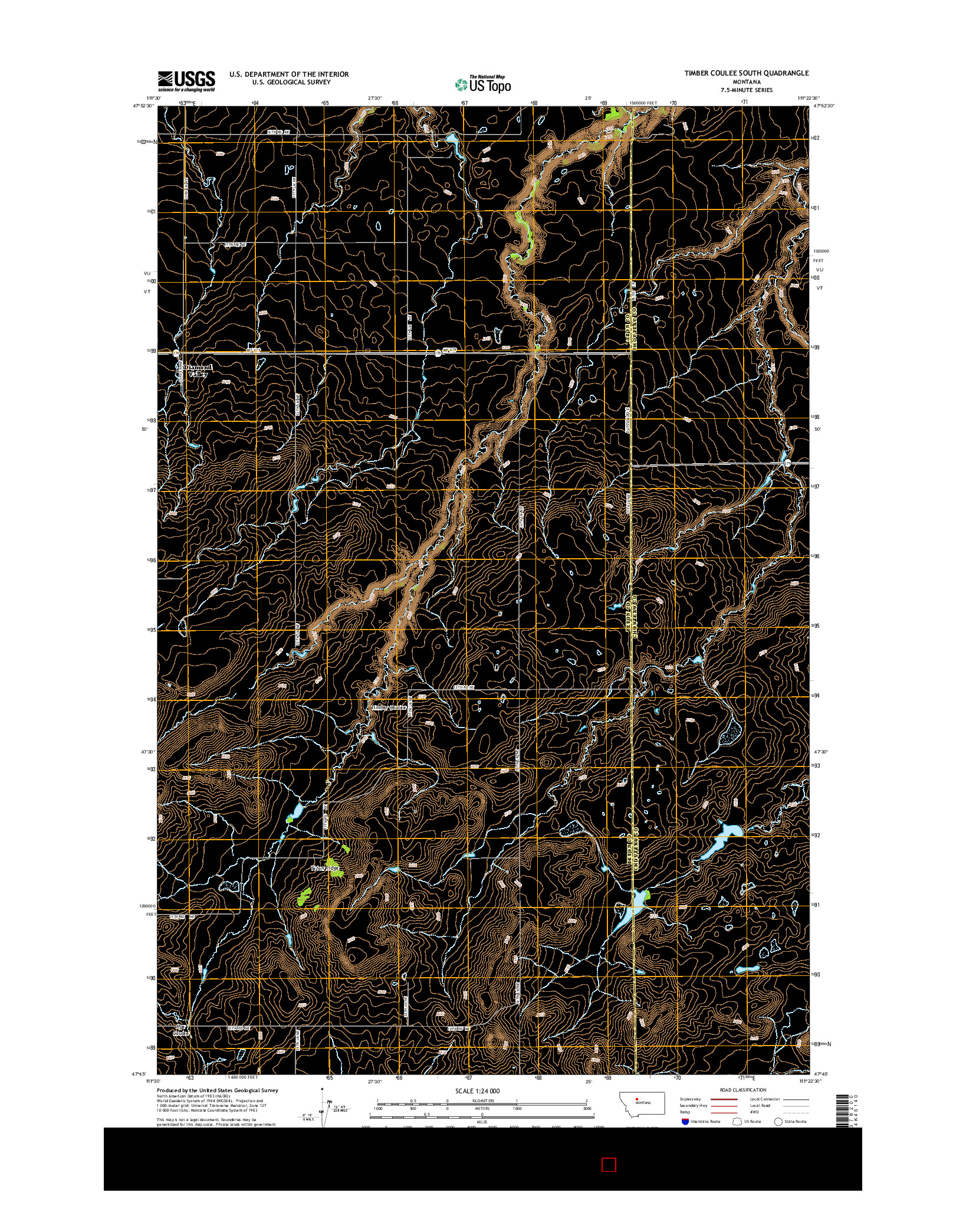 USGS US TOPO 7.5-MINUTE MAP FOR TIMBER COULEE SOUTH, MT 2014