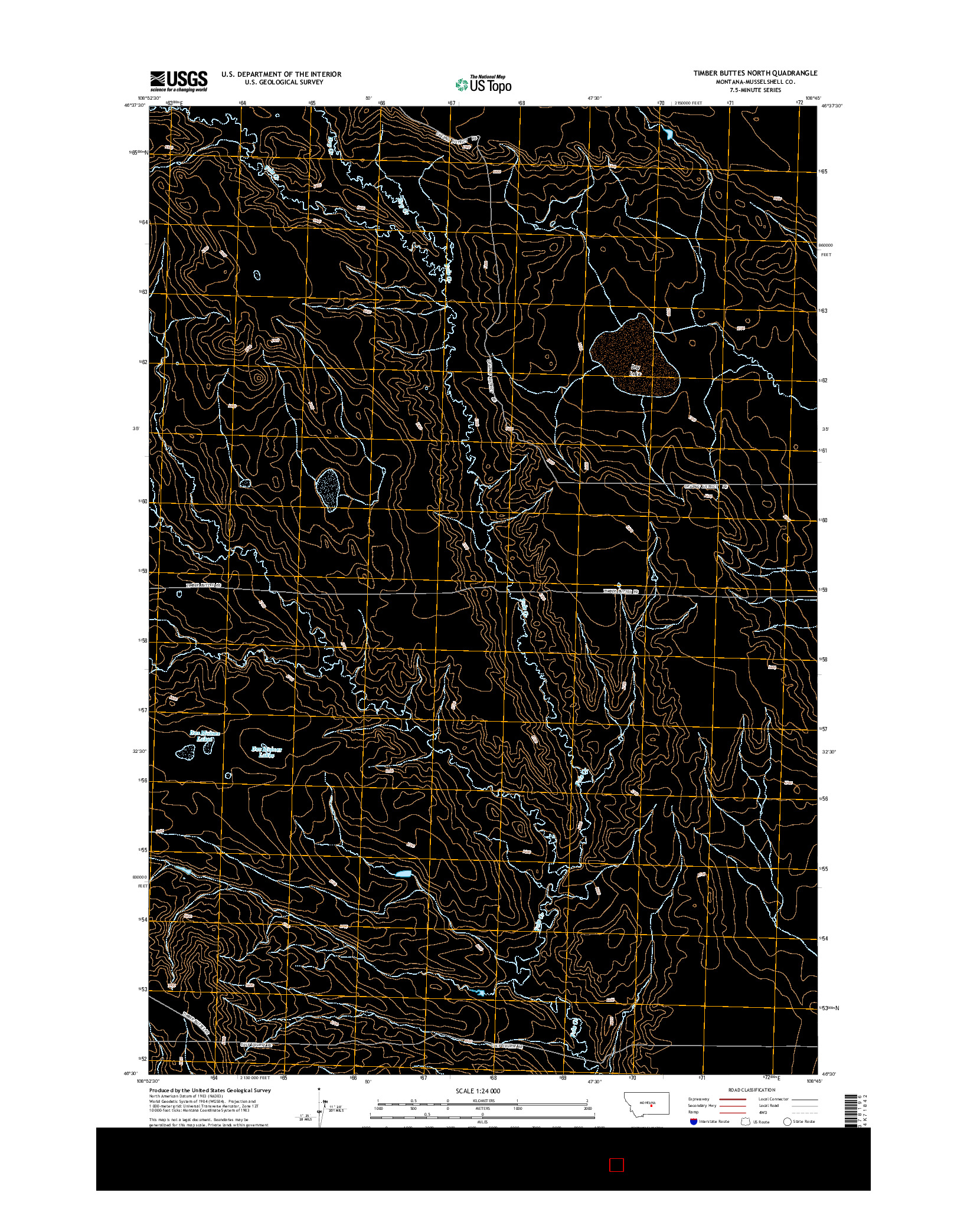 USGS US TOPO 7.5-MINUTE MAP FOR TIMBER BUTTES NORTH, MT 2014