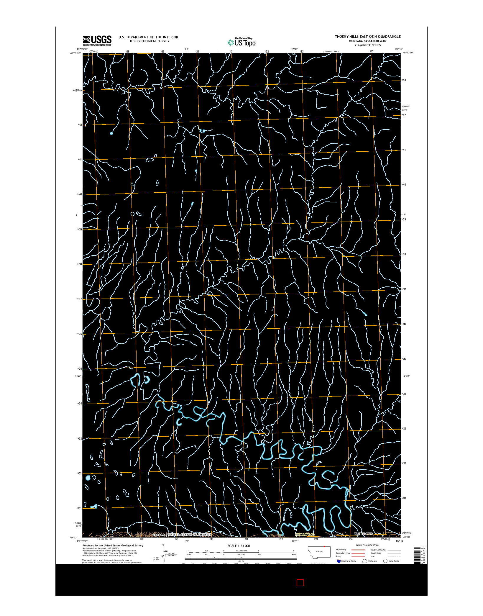 USGS US TOPO 7.5-MINUTE MAP FOR THOENY HILLS EAST OE N, MT-SK 2014