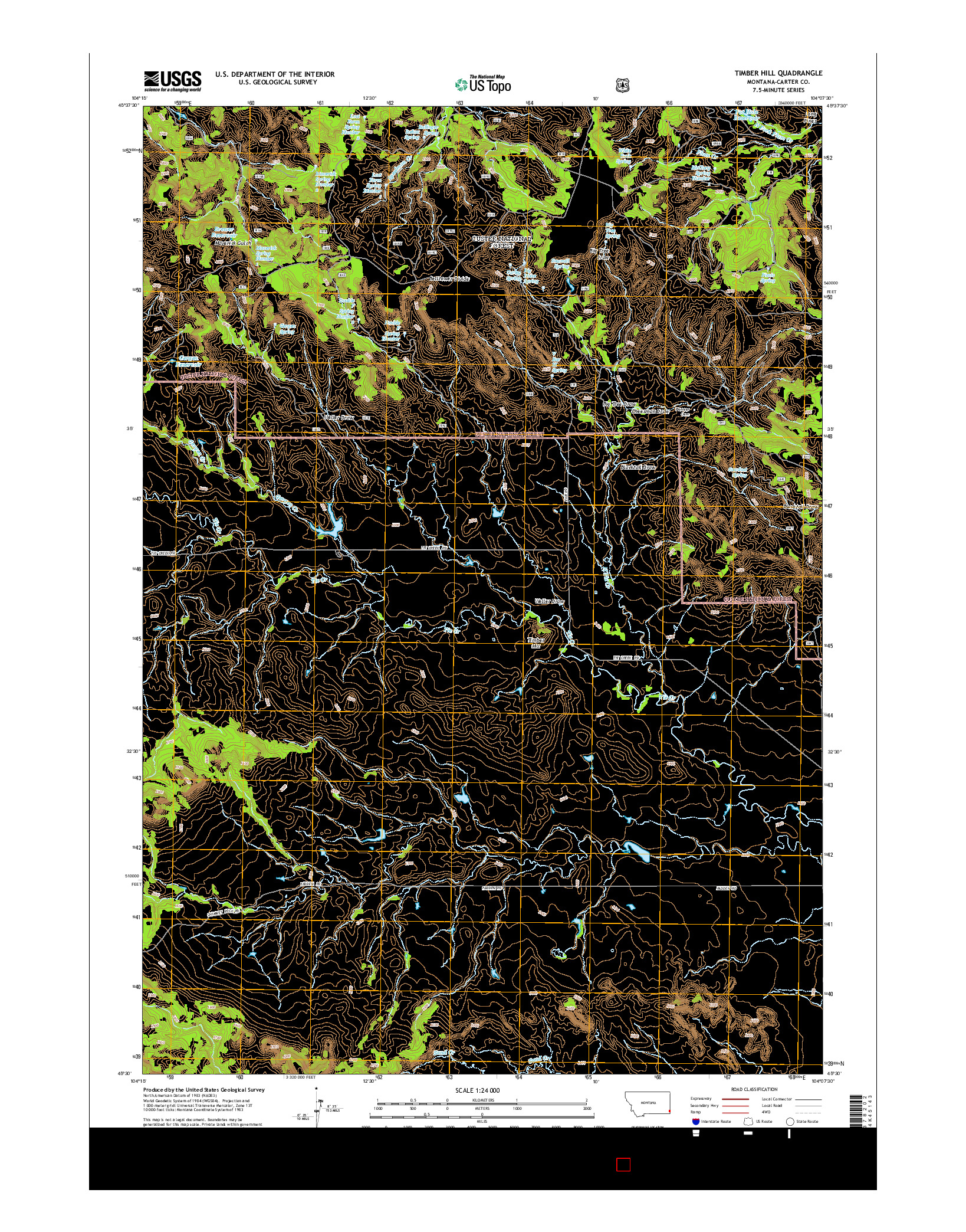 USGS US TOPO 7.5-MINUTE MAP FOR TIMBER HILL, MT 2014