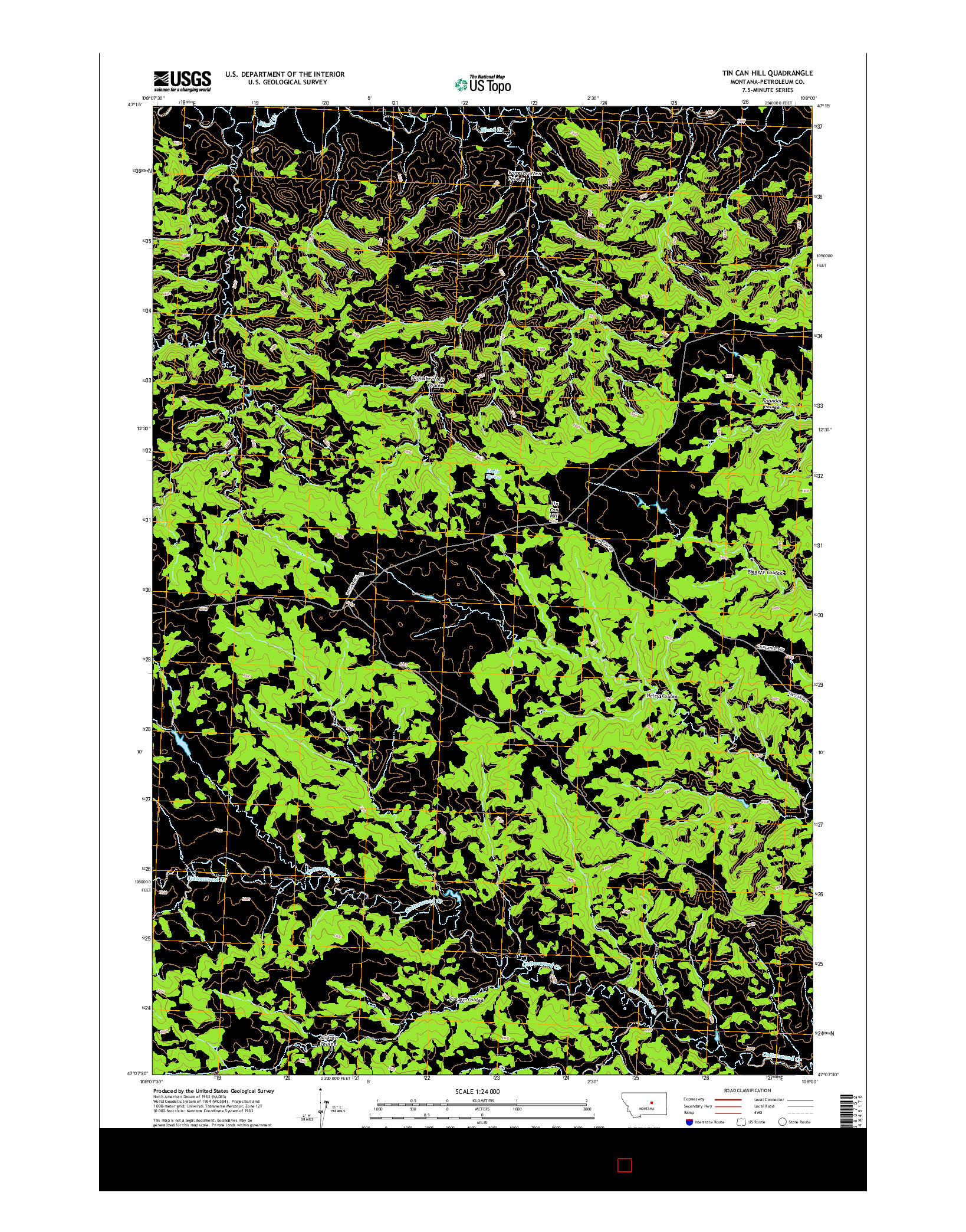 USGS US TOPO 7.5-MINUTE MAP FOR TIN CAN HILL, MT 2014