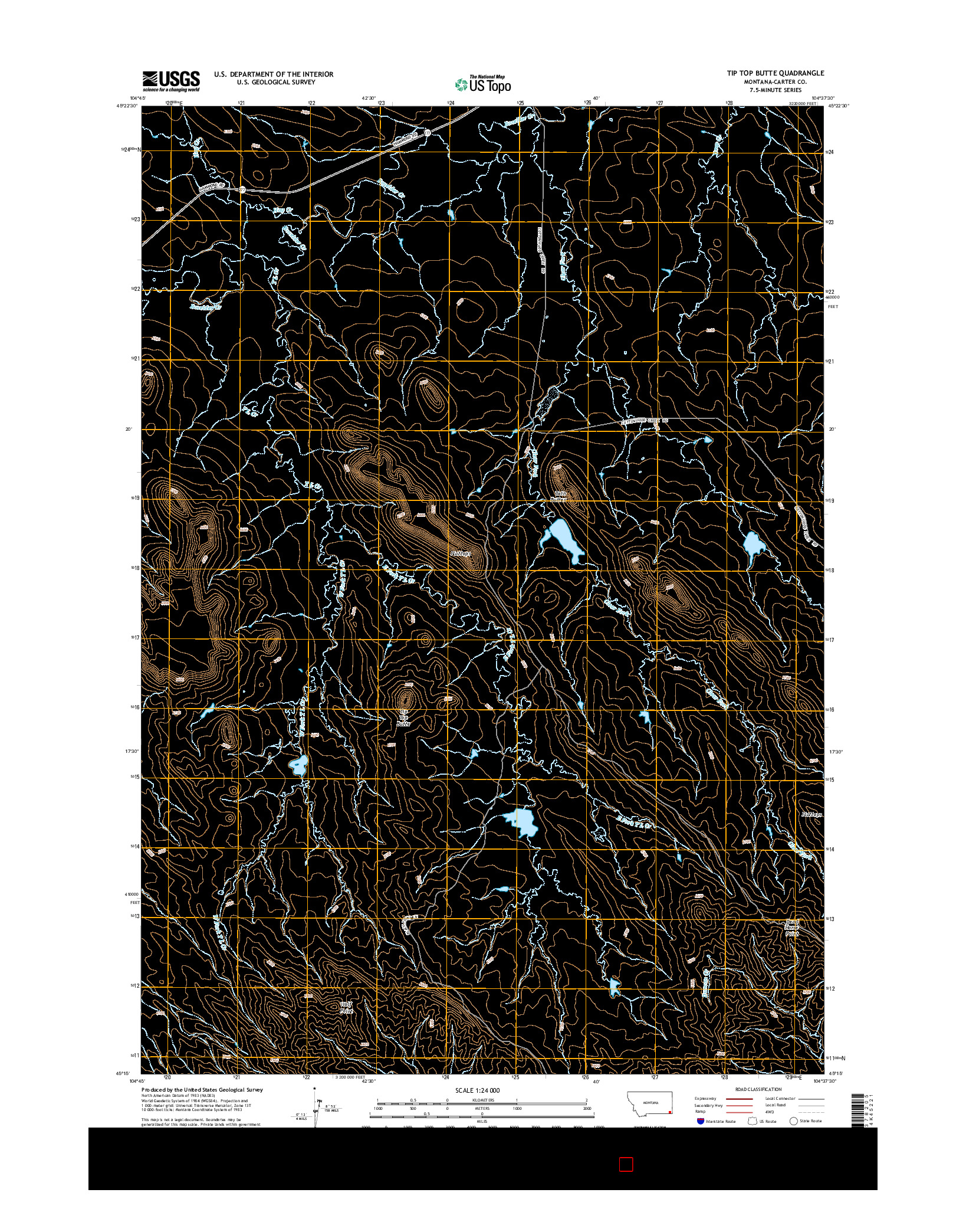USGS US TOPO 7.5-MINUTE MAP FOR TIP TOP BUTTE, MT 2014
