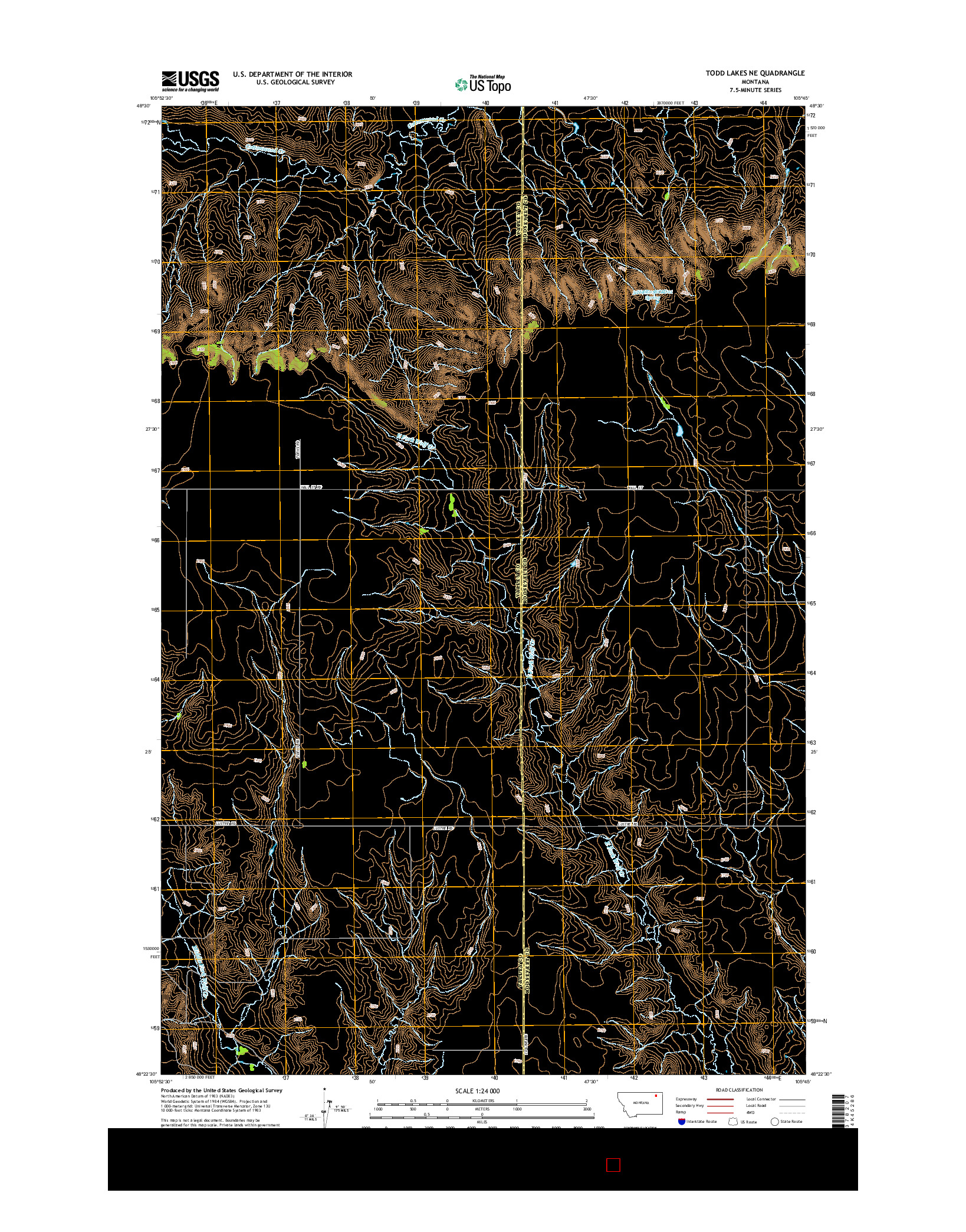 USGS US TOPO 7.5-MINUTE MAP FOR TODD LAKES NE, MT 2014