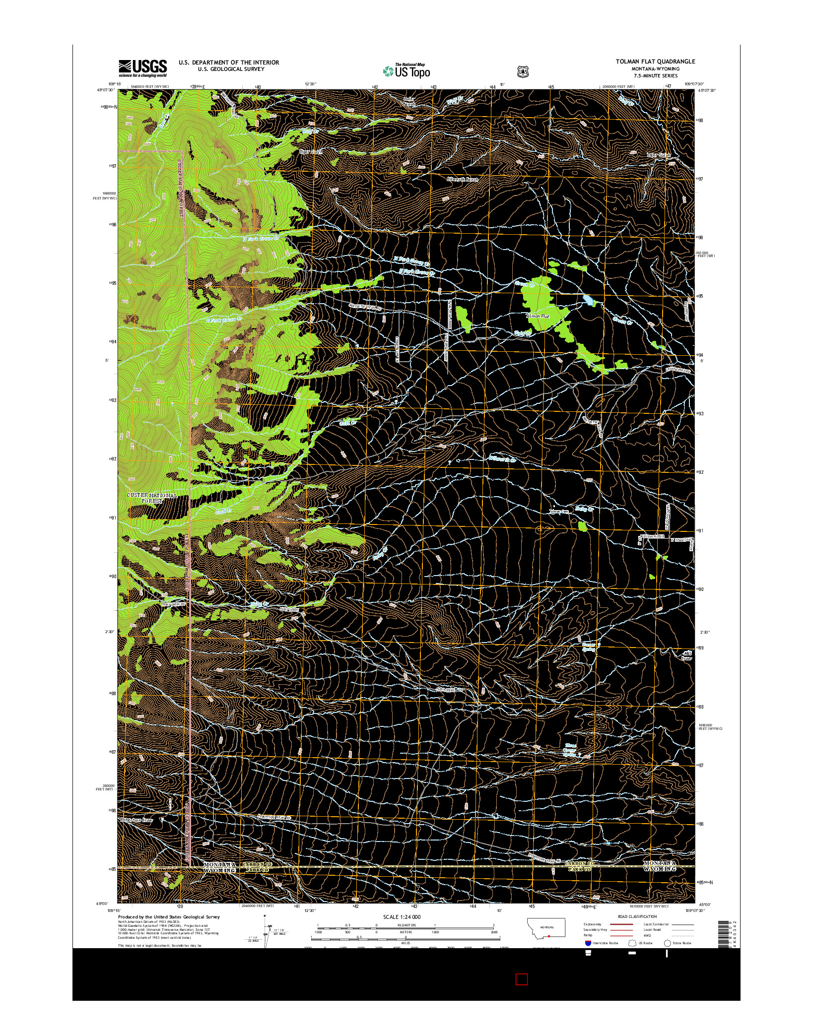 USGS US TOPO 7.5-MINUTE MAP FOR TOLMAN FLAT, MT-WY 2014