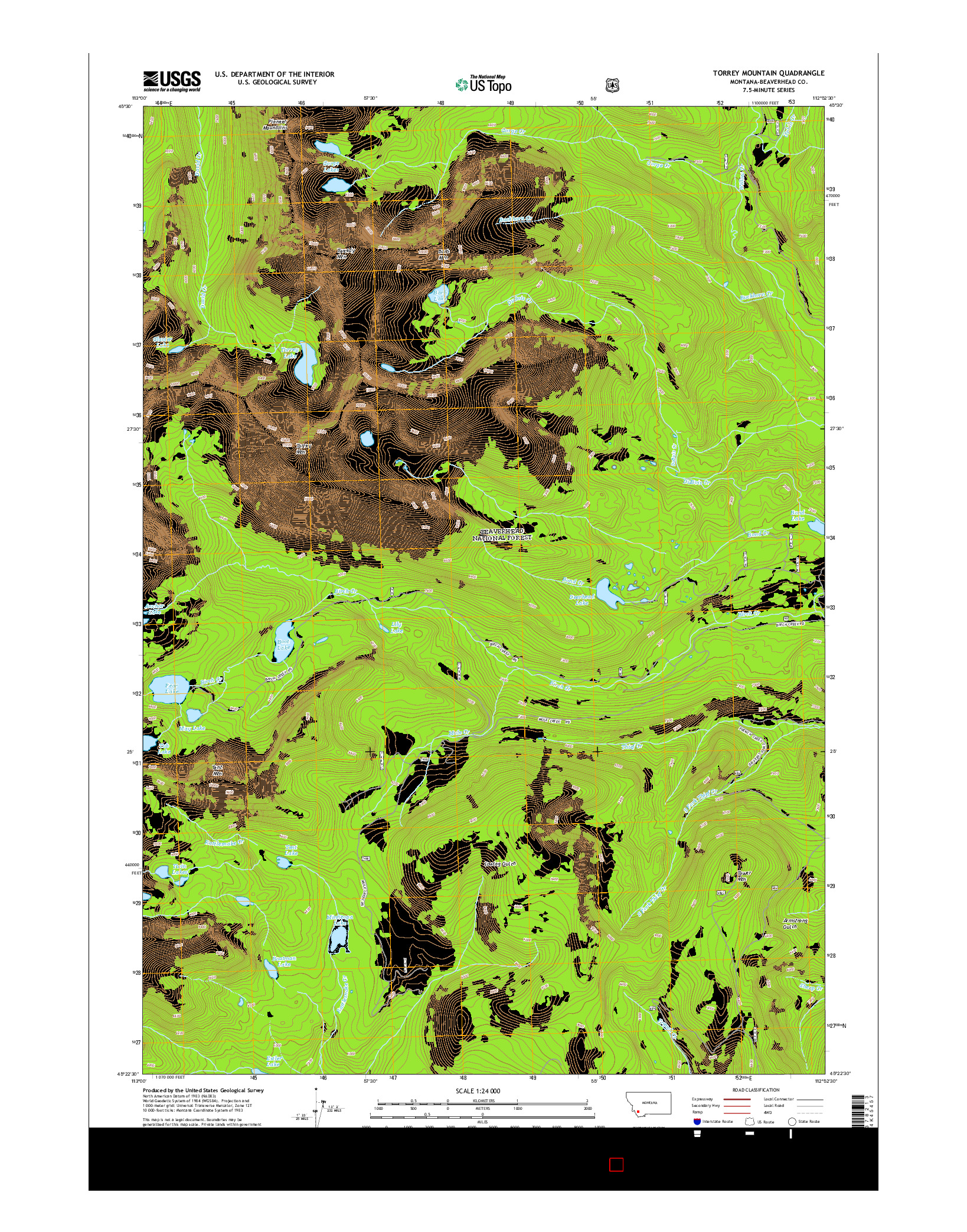 USGS US TOPO 7.5-MINUTE MAP FOR TORREY MOUNTAIN, MT 2014