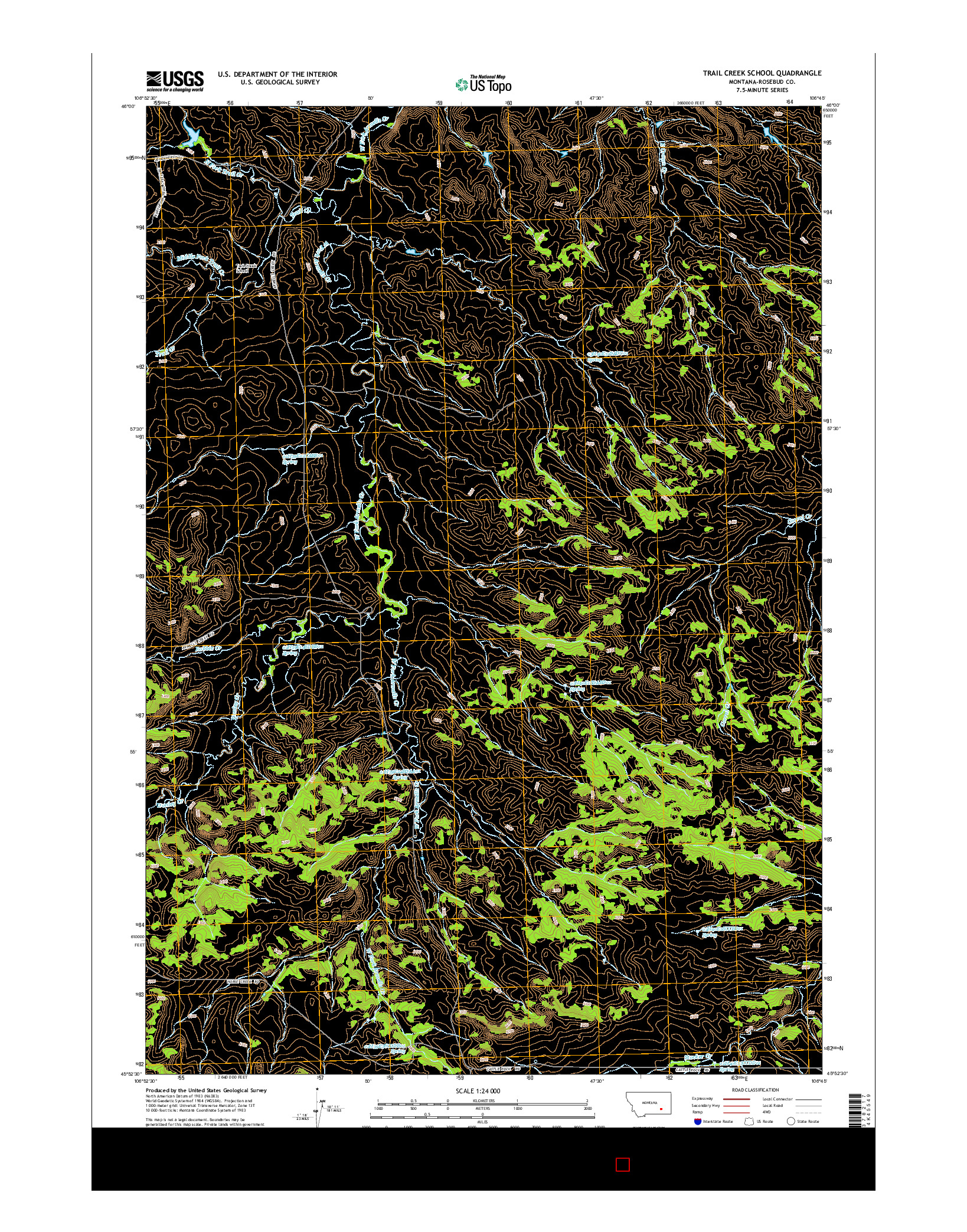 USGS US TOPO 7.5-MINUTE MAP FOR TRAIL CREEK SCHOOL, MT 2014