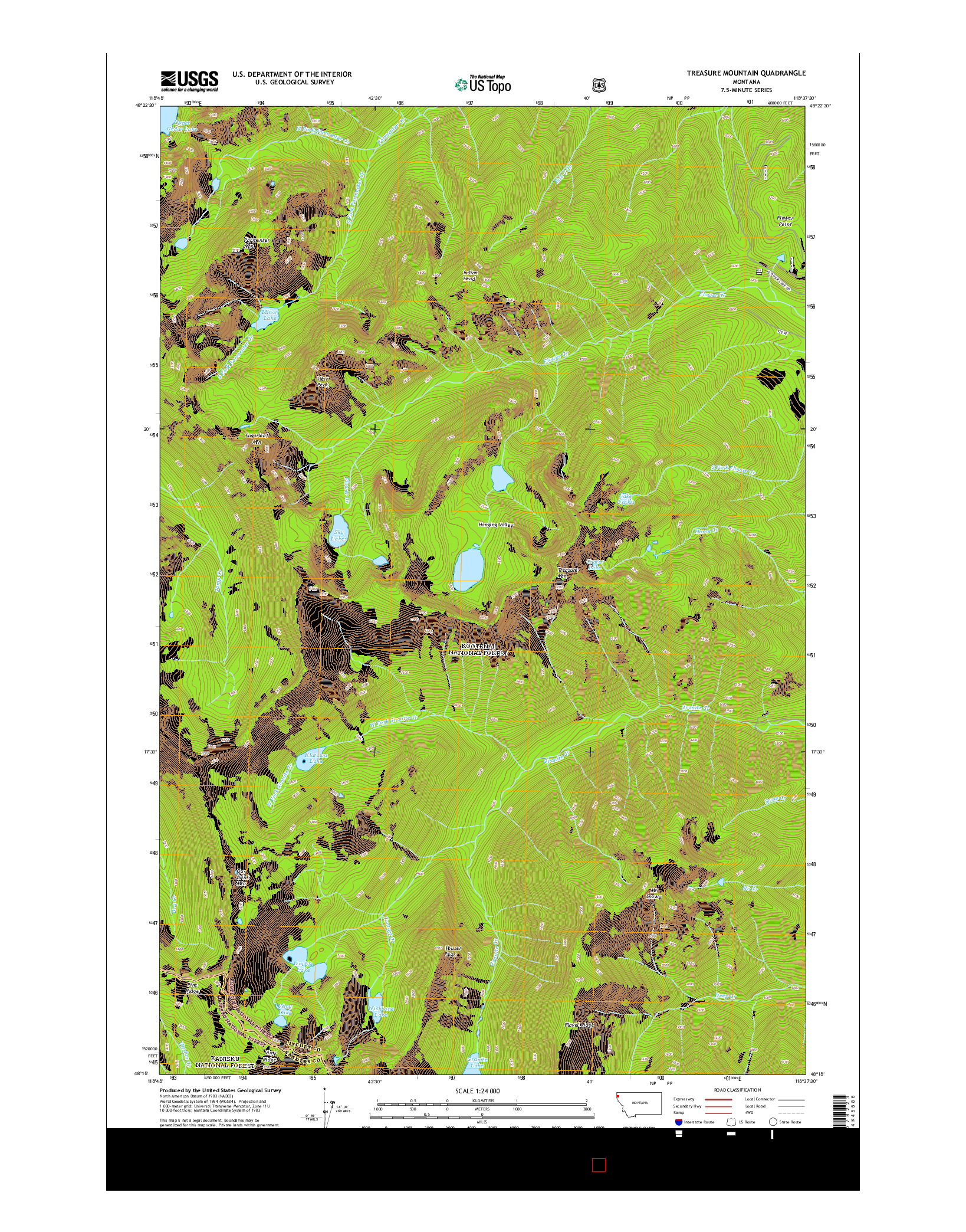 USGS US TOPO 7.5-MINUTE MAP FOR TREASURE MOUNTAIN, MT 2014