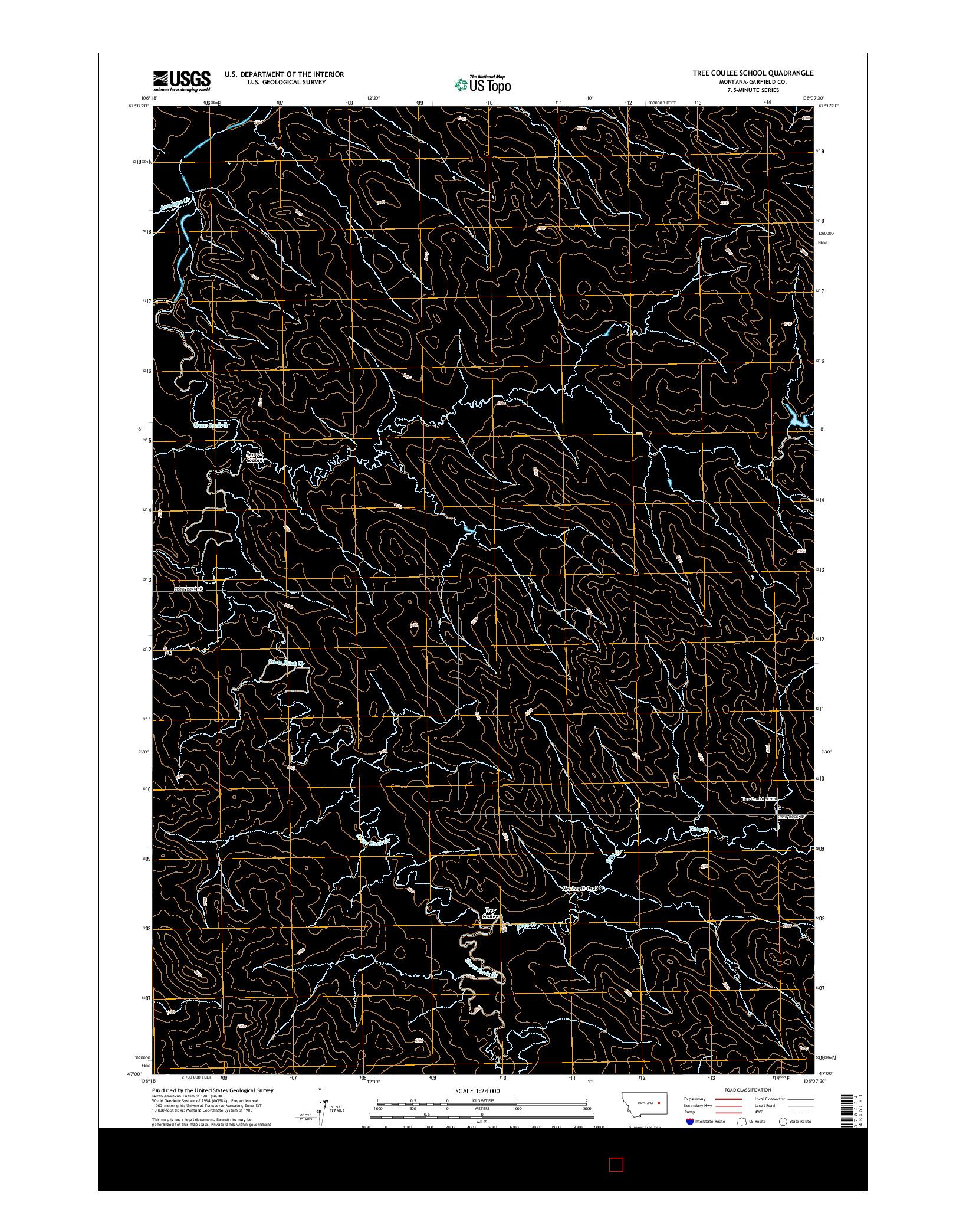 USGS US TOPO 7.5-MINUTE MAP FOR TREE COULEE SCHOOL, MT 2014