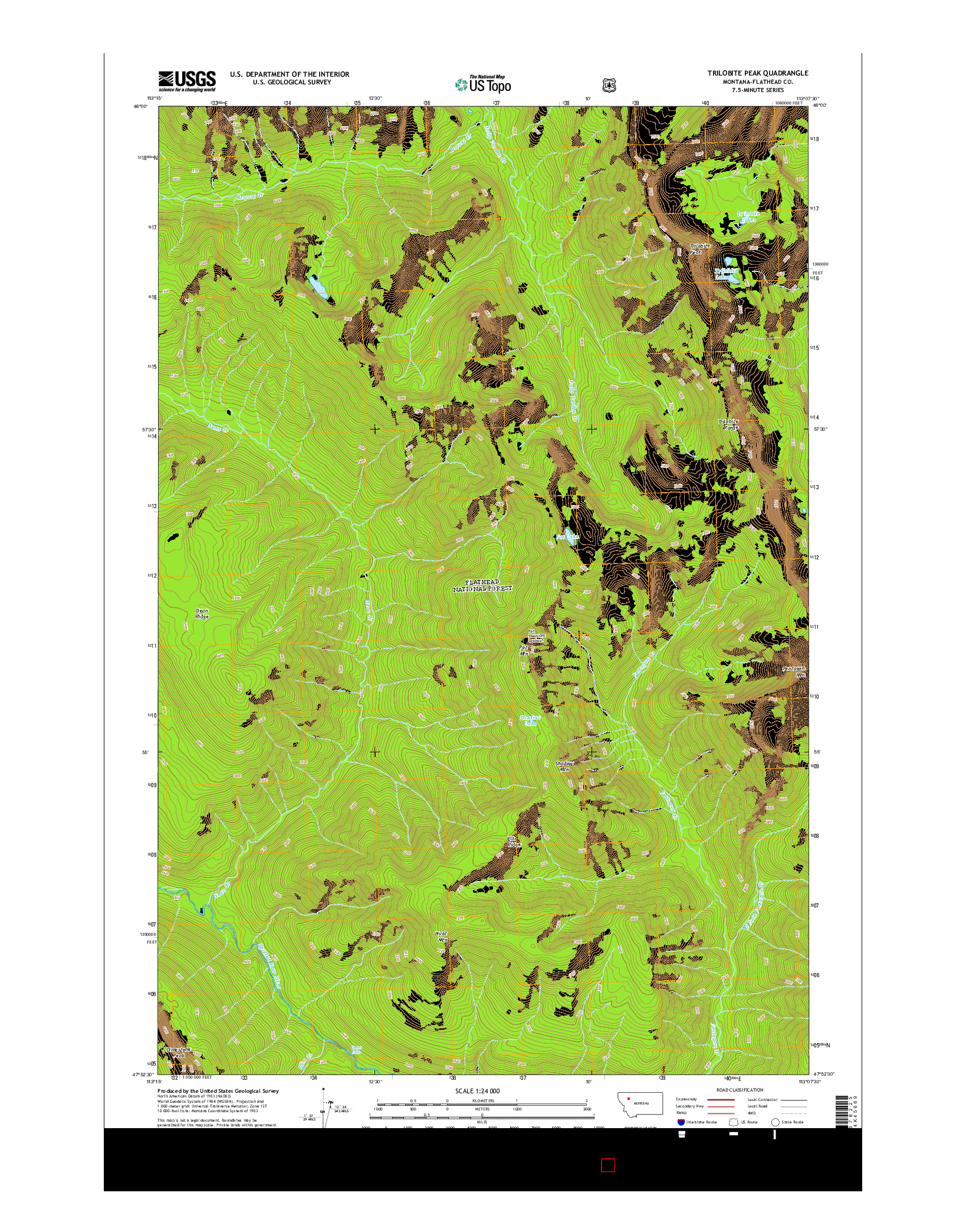 USGS US TOPO 7.5-MINUTE MAP FOR TRILOBITE PEAK, MT 2014