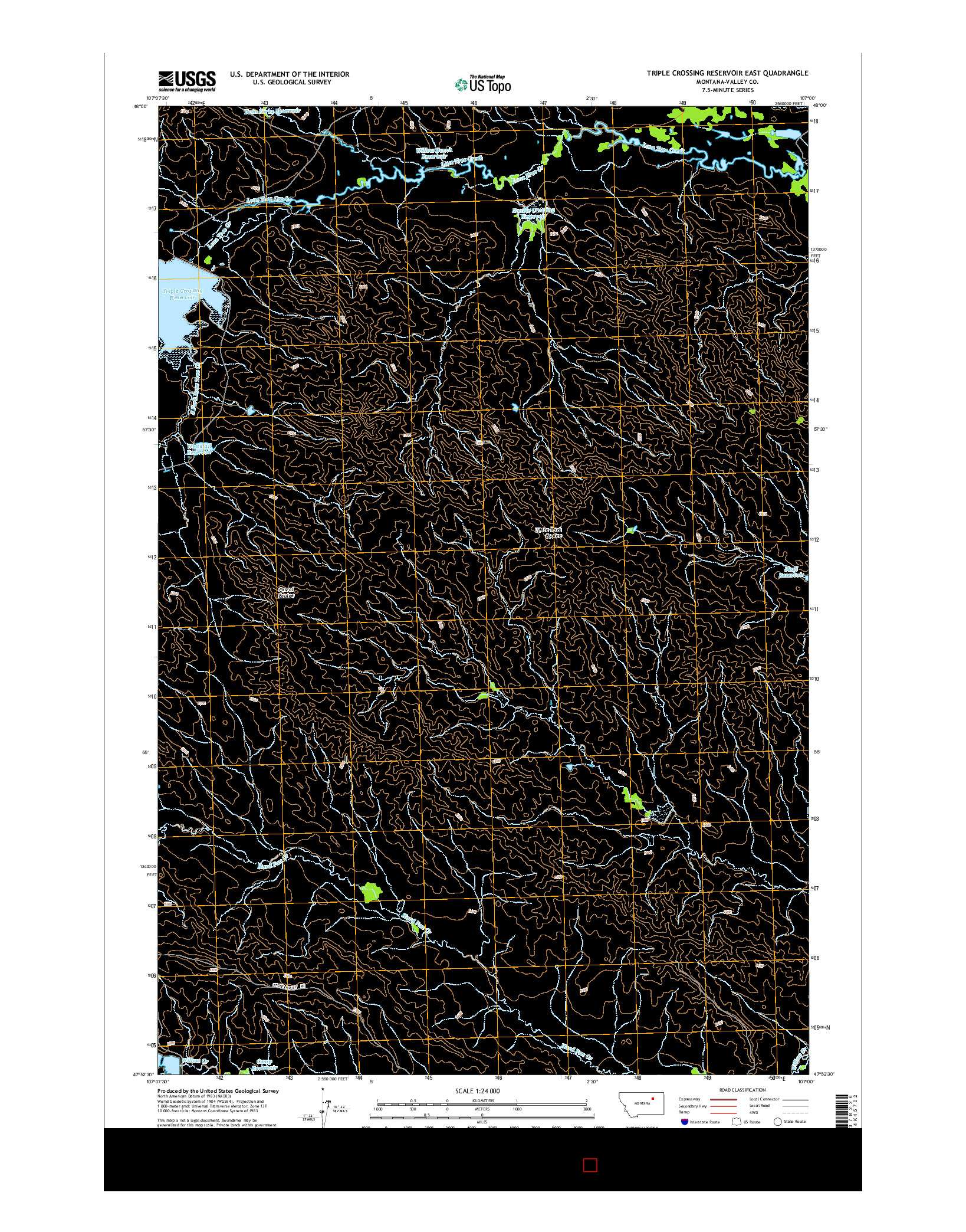 USGS US TOPO 7.5-MINUTE MAP FOR TRIPLE CROSSING RESERVOIR EAST, MT 2014