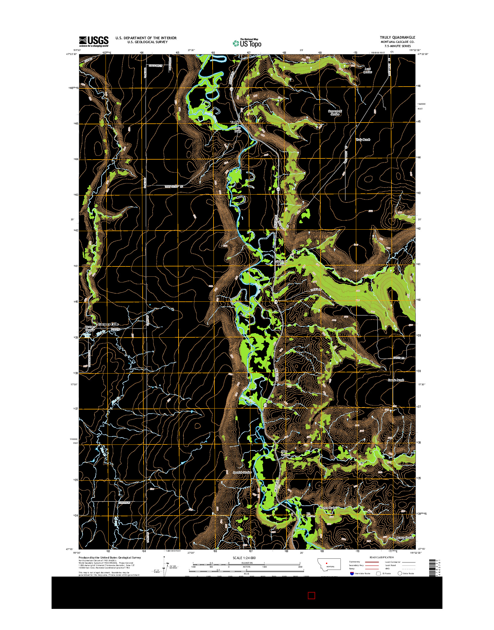 USGS US TOPO 7.5-MINUTE MAP FOR TRULY, MT 2014