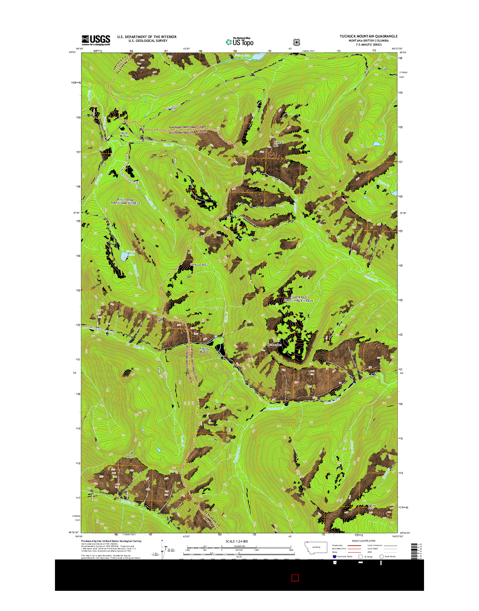 USGS US TOPO 7.5-MINUTE MAP FOR TUCHUCK MOUNTAIN, MT-BC 2014