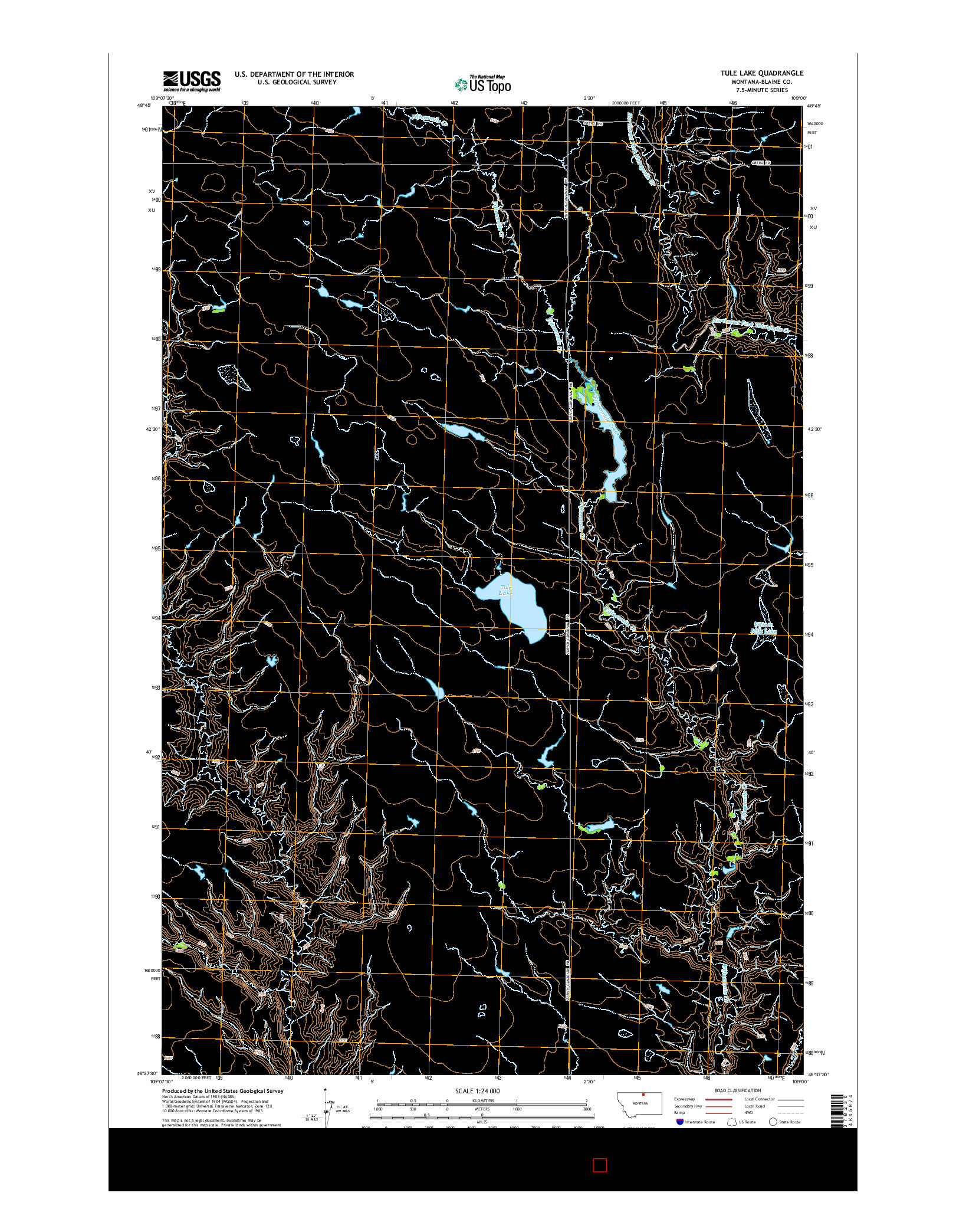 USGS US TOPO 7.5-MINUTE MAP FOR TULE LAKE, MT 2014