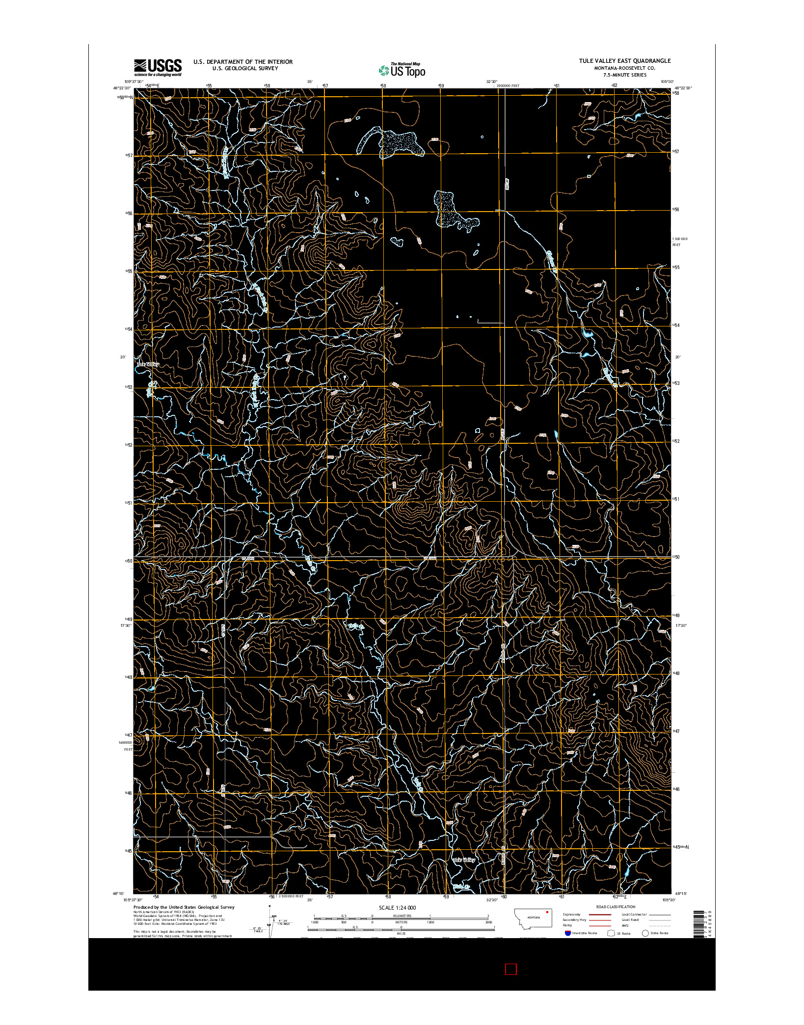 USGS US TOPO 7.5-MINUTE MAP FOR TULE VALLEY EAST, MT 2014