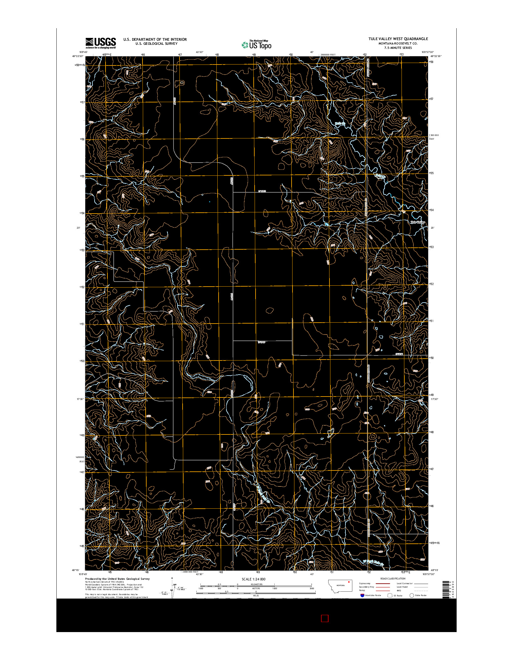 USGS US TOPO 7.5-MINUTE MAP FOR TULE VALLEY WEST, MT 2014