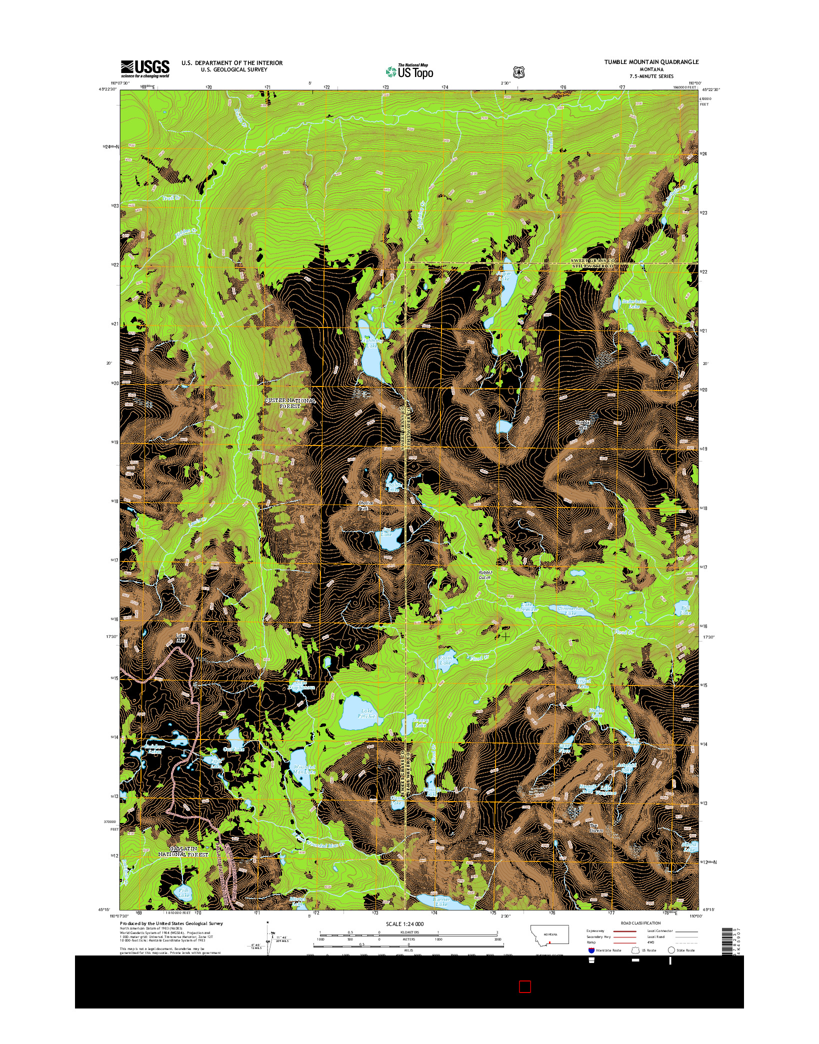 USGS US TOPO 7.5-MINUTE MAP FOR TUMBLE MOUNTAIN, MT 2014