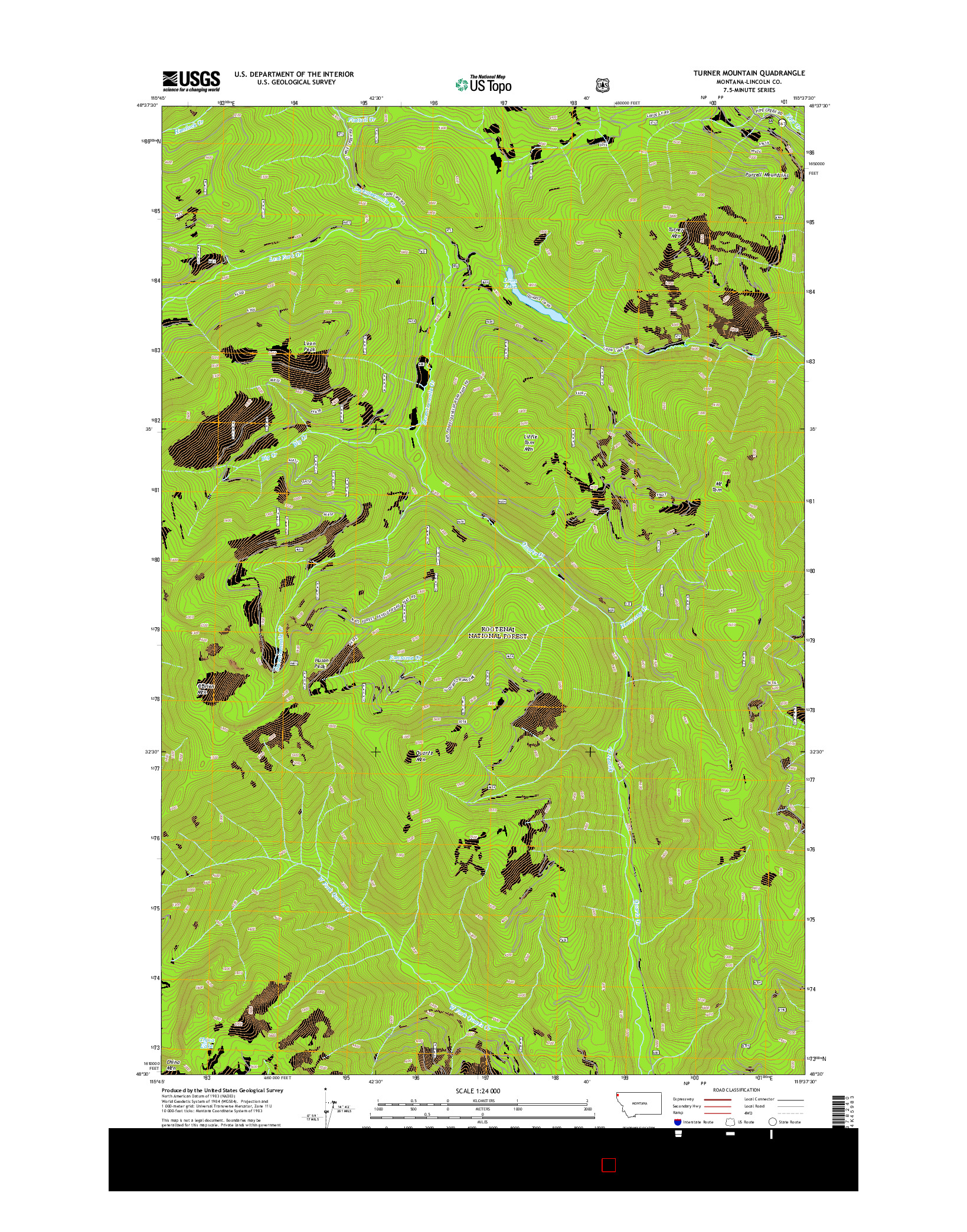 USGS US TOPO 7.5-MINUTE MAP FOR TURNER MOUNTAIN, MT 2014